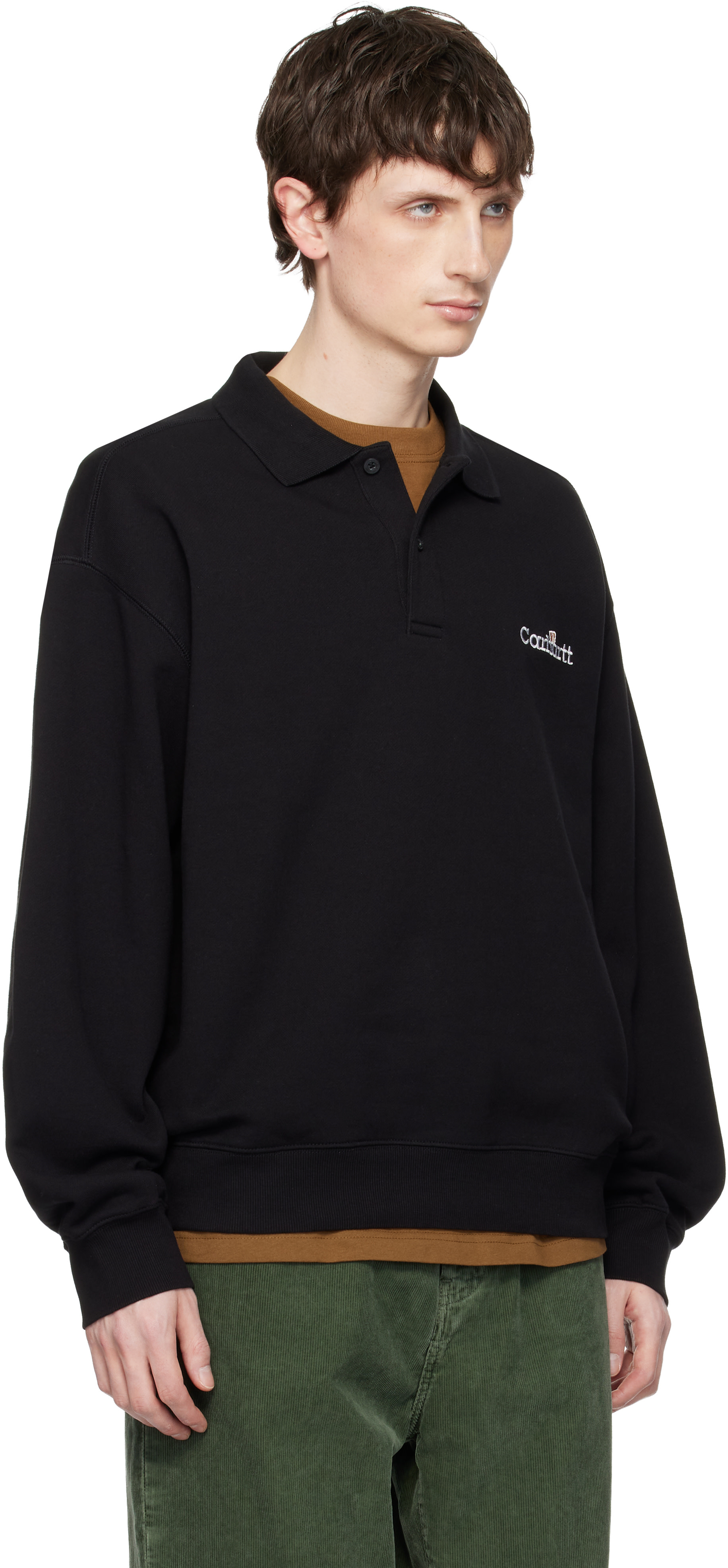 Carhartt Work In Progress - Polo noir en molleton à logo