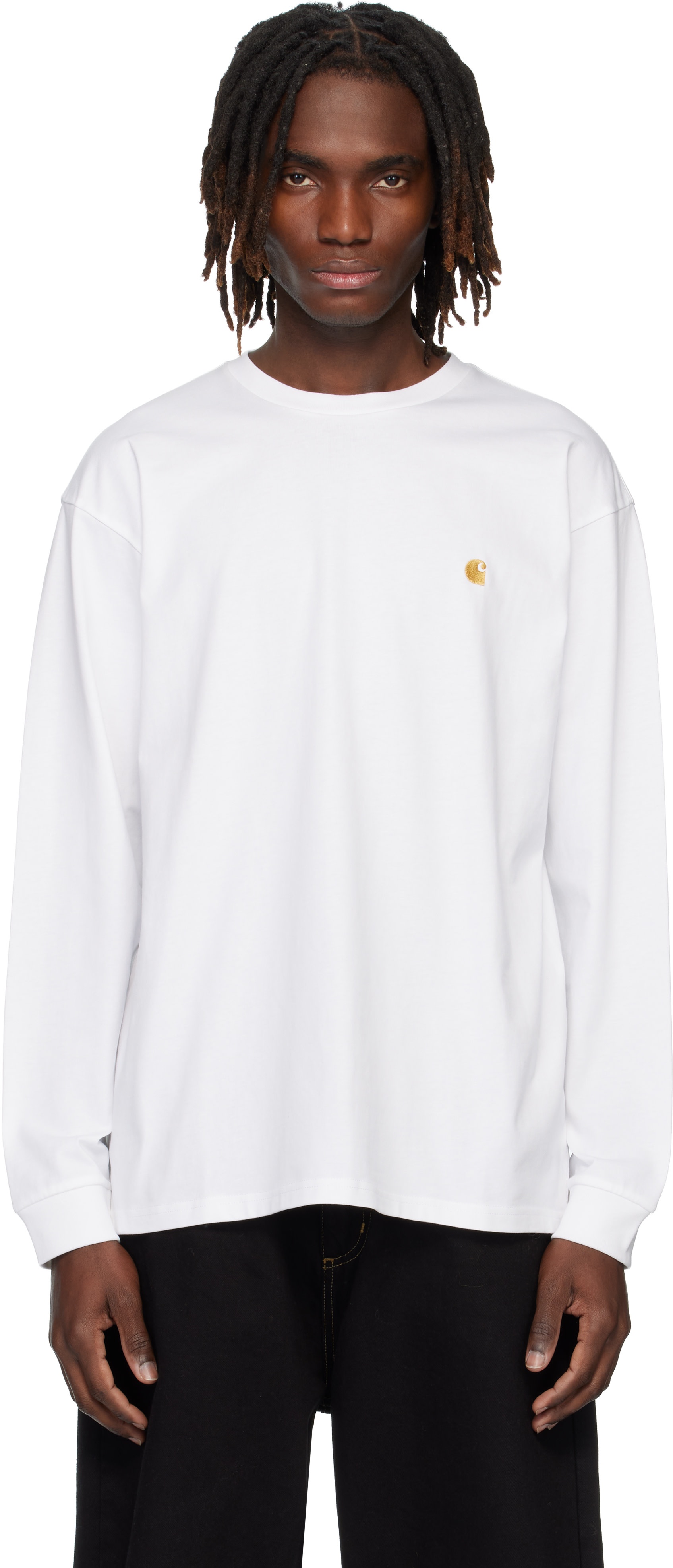 Carhartt Work In Progress - 화이트 L/S 체이스 티셔츠