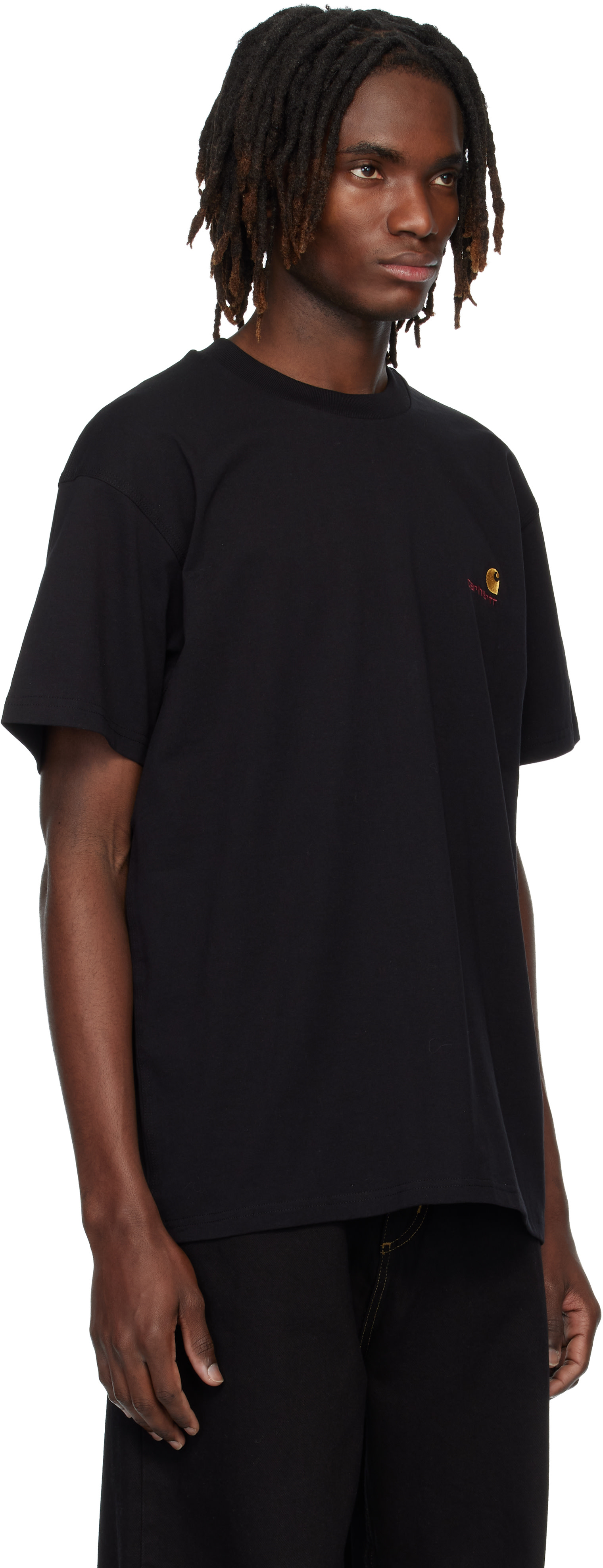 Carhartt Work In Progress - 블랙 S/S 아메리칸 스크립트 티셔츠