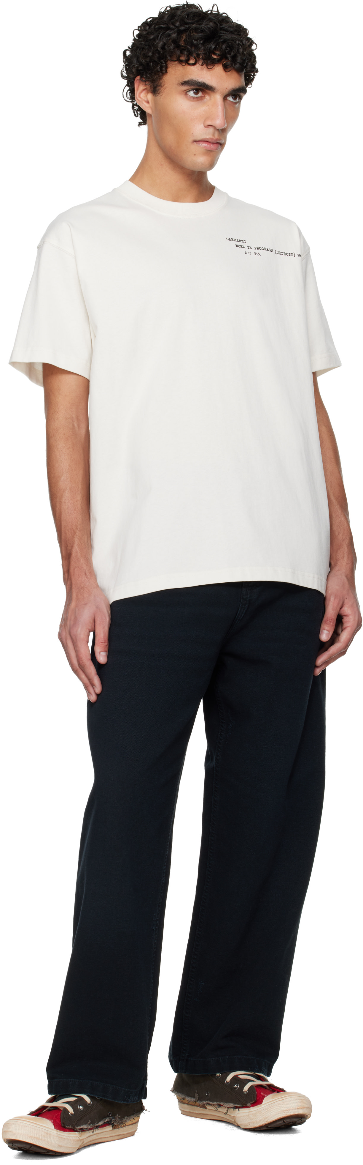 Carhartt Work In Progress: White Punched T-Shirt | SSENSE