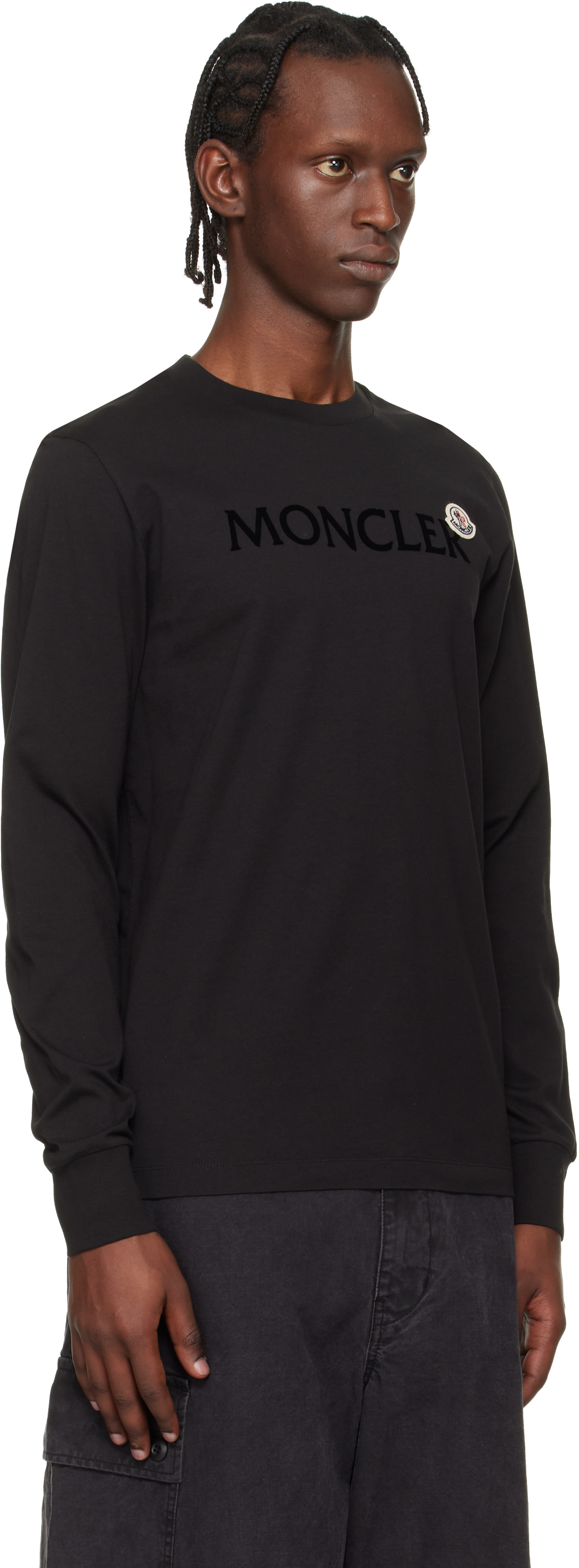 Moncler - 블랙 로고 코튼 스웨트셔츠