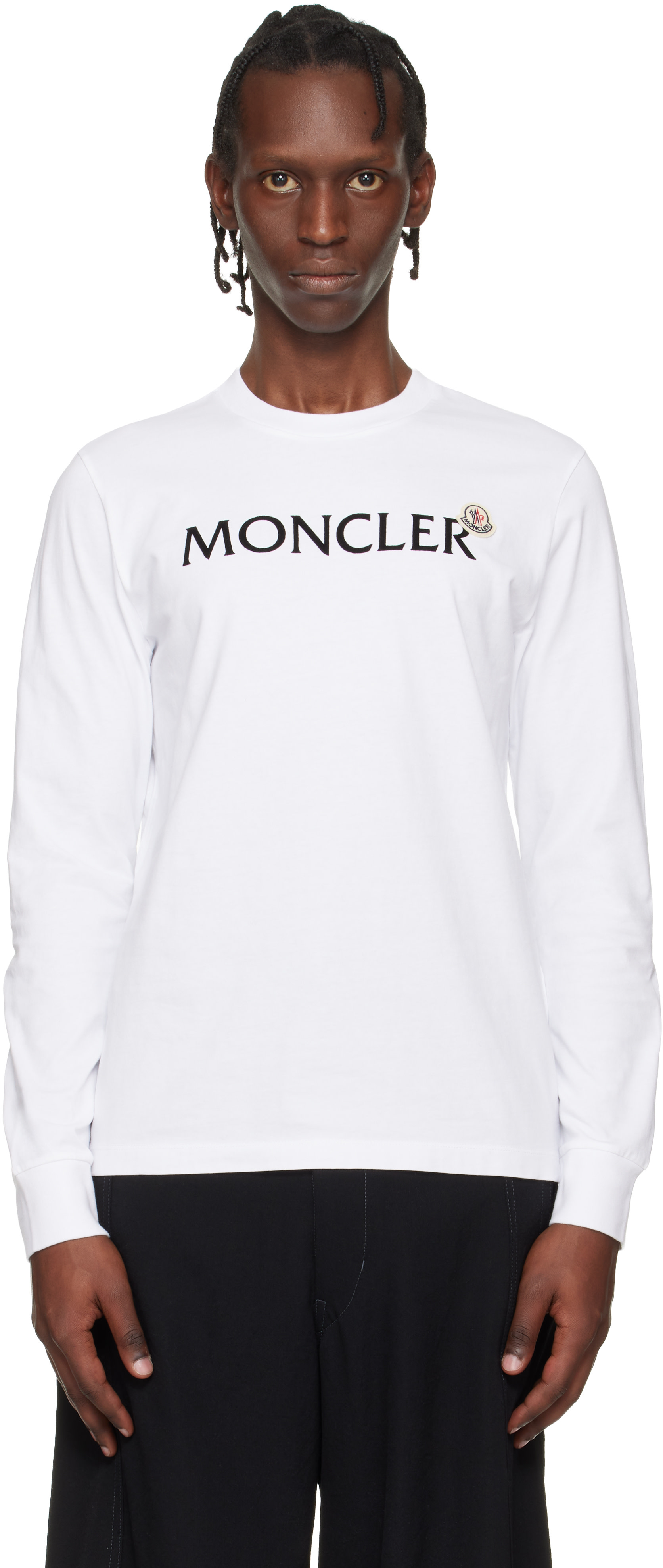 Moncler - Pull molletonné blanc en coton à logo