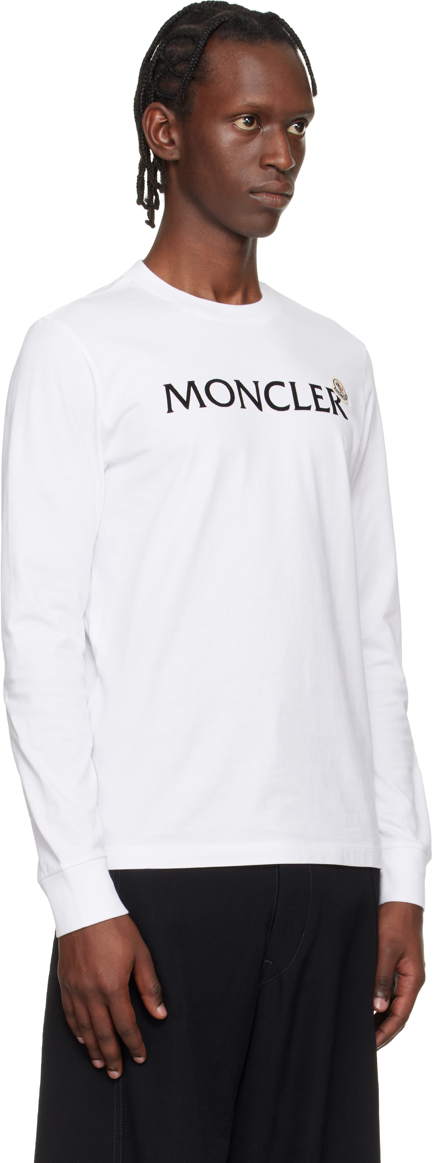 Moncler - Pull molletonné blanc en coton à logo