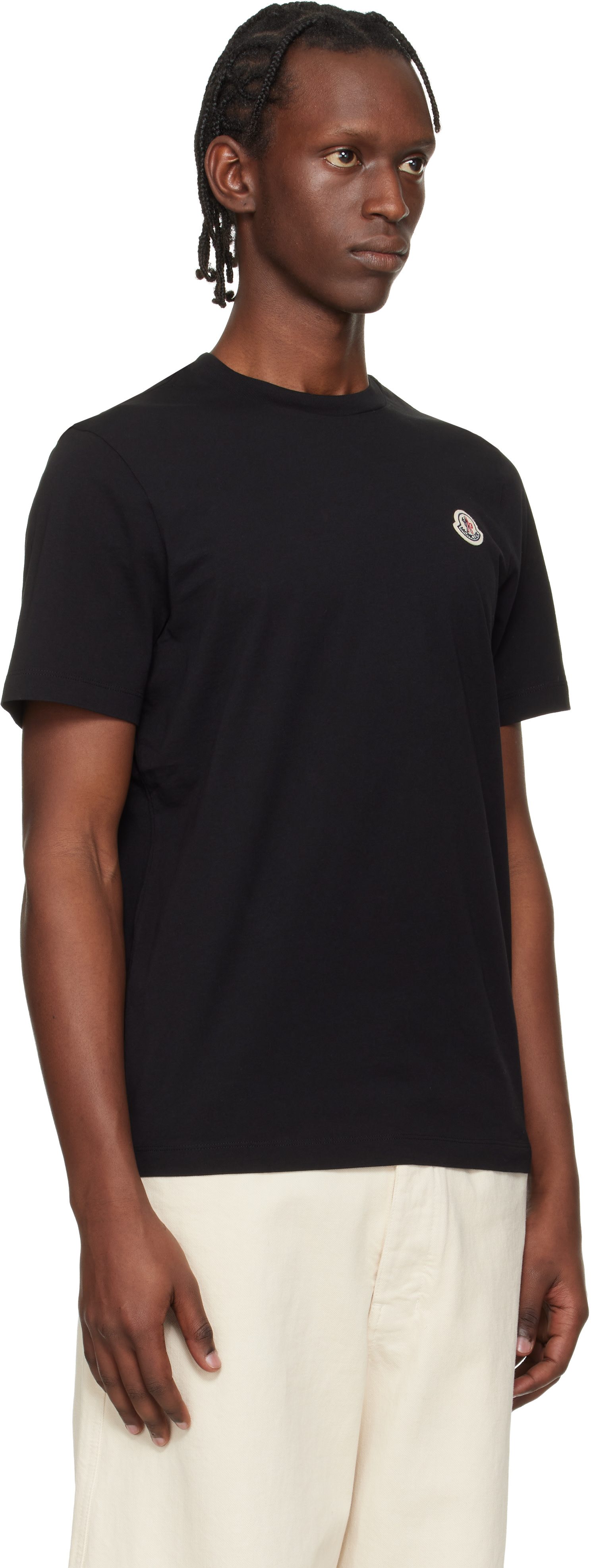 Moncler: ブラック ロゴパッチ コットン Tシャツ 3枚セット | SSENSE 日本