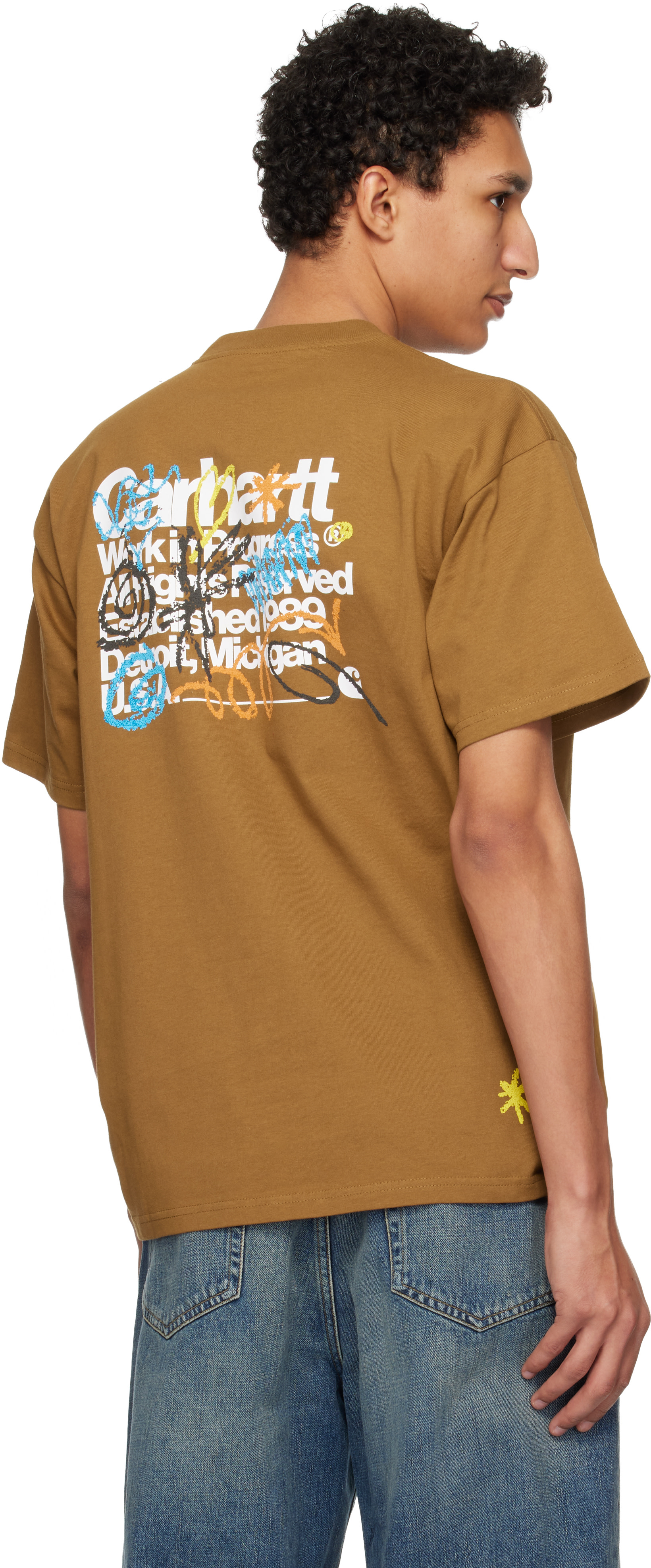 Carhartt Work In Progress - 브라운 S/S 프라이머리 티셔츠