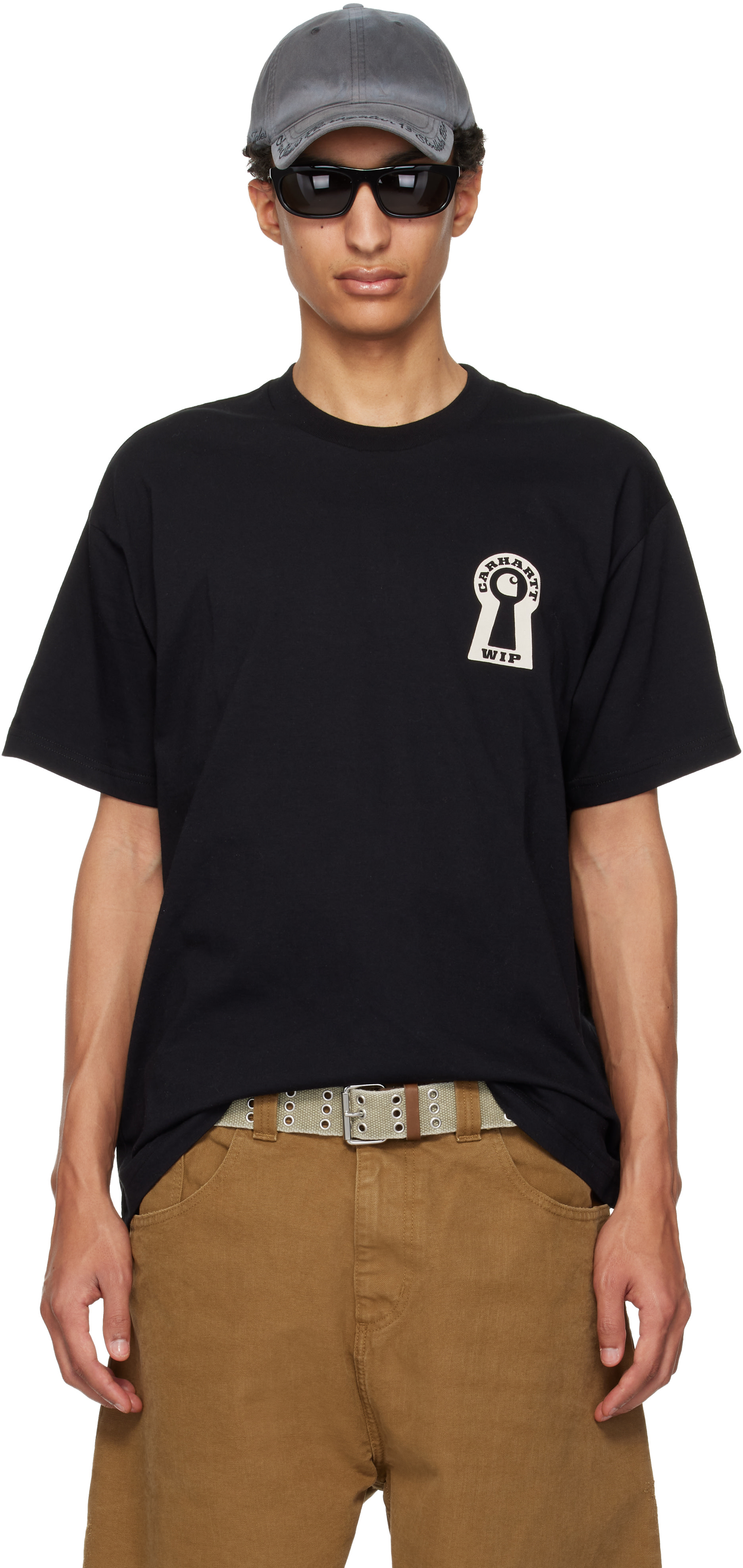 Carhartt Work In Progress - 블랙 S/S 오가닉 코튼 티셔츠