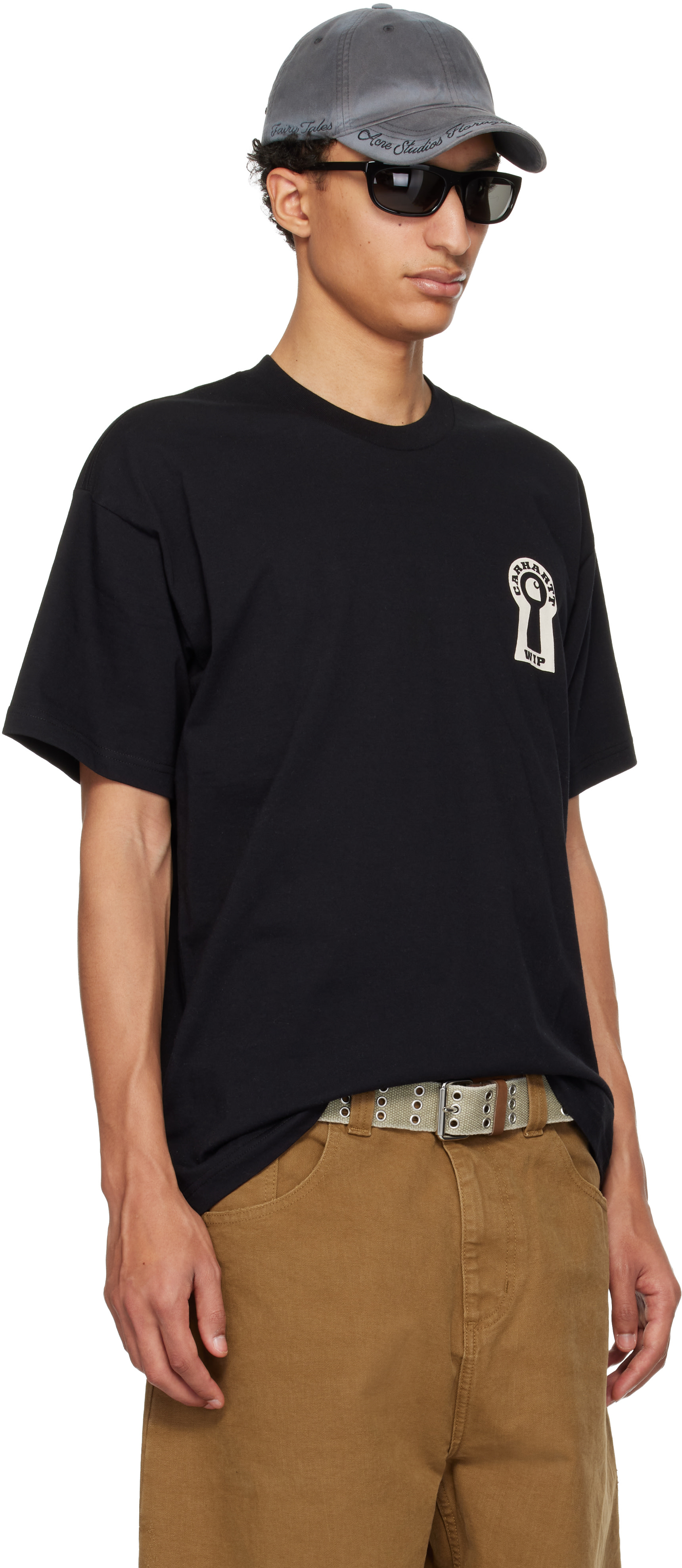 Carhartt Work In Progress - 블랙 S/S 오가닉 코튼 티셔츠
