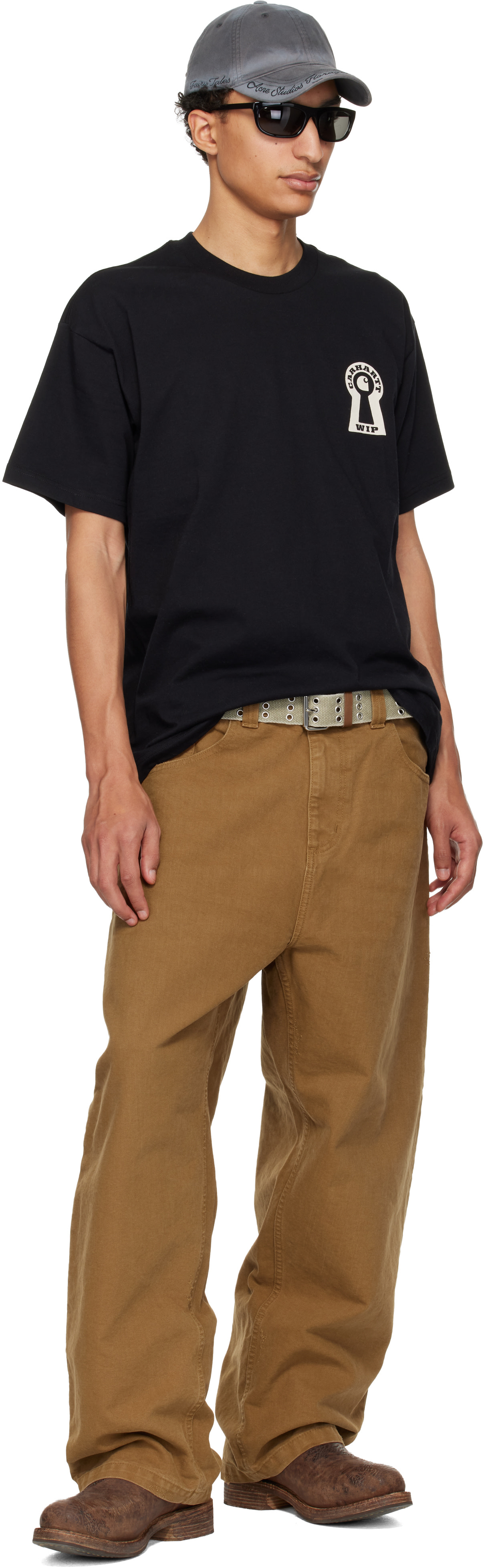 Carhartt Work In Progress - 블랙 S/S 오가닉 코튼 티셔츠