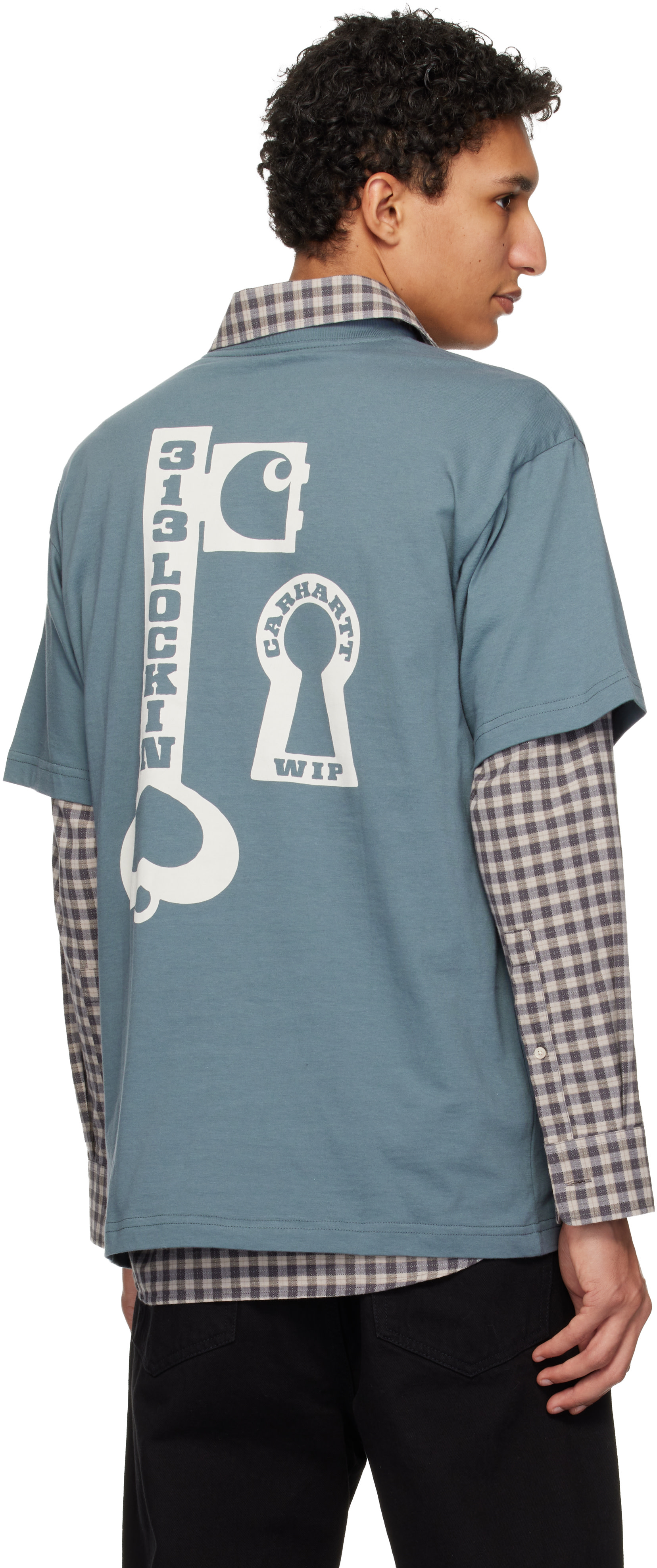 Carhartt Work In Progress - 블루 S/S 오가닉 코튼 티셔츠