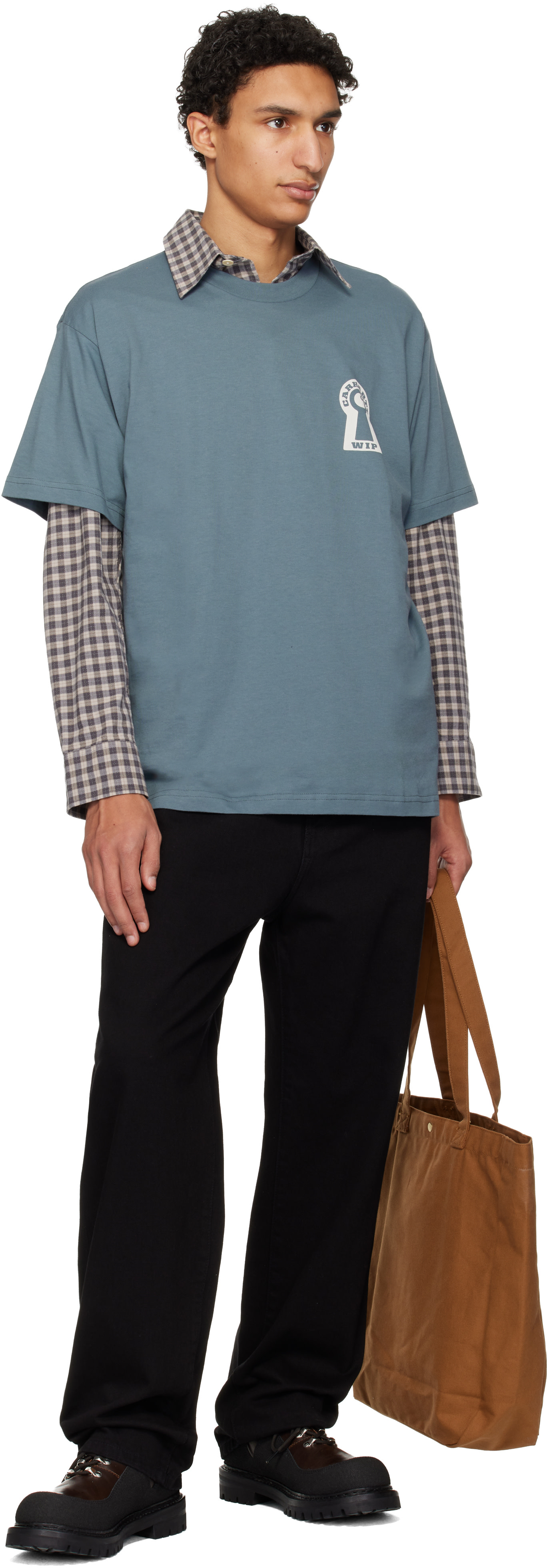 Carhartt Work In Progress - 블루 S/S 오가닉 코튼 티셔츠