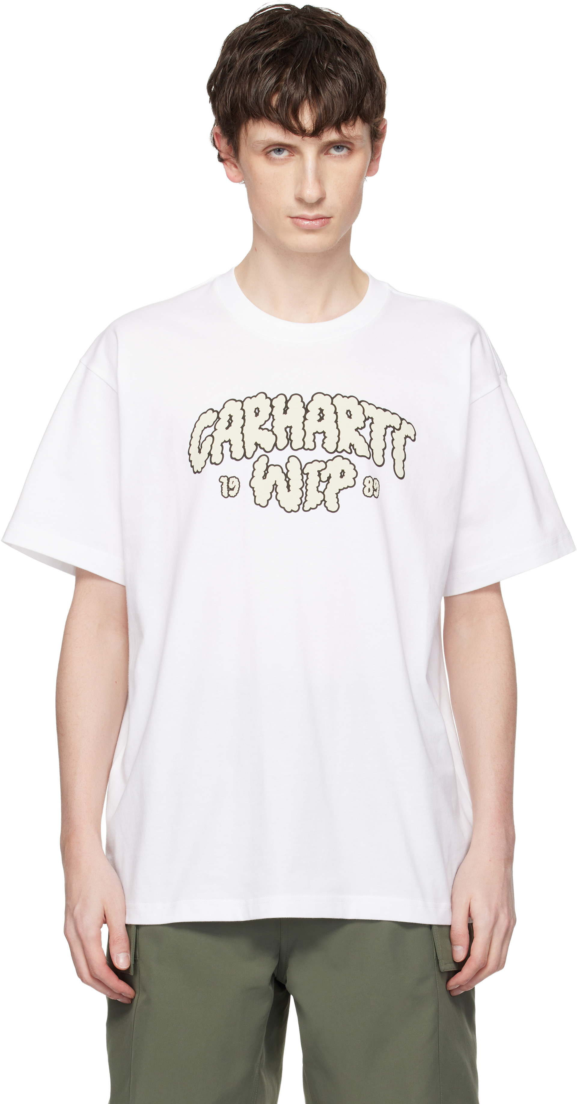 Carhartt Work In Progress - 화이트 클라우드 스크립트 티셔츠