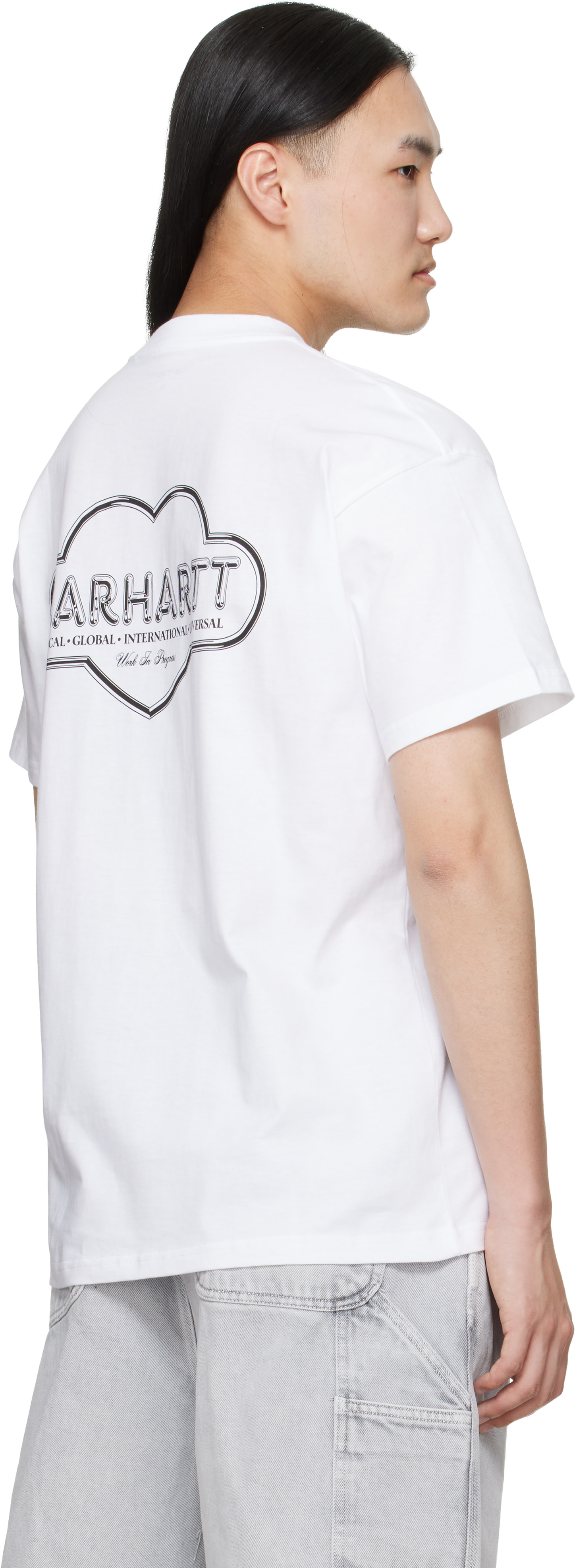 Carhartt Work In Progress - 화이트 클라우드 하트 티셔츠