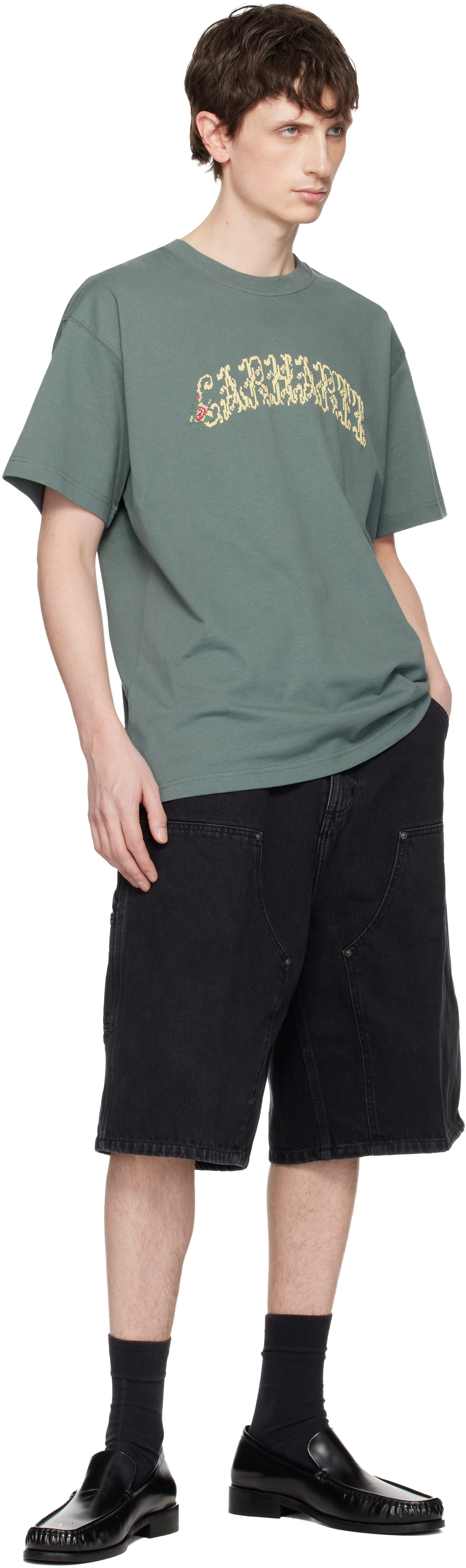 Carhartt Work In Progress - 그린 모노그램 티셔츠