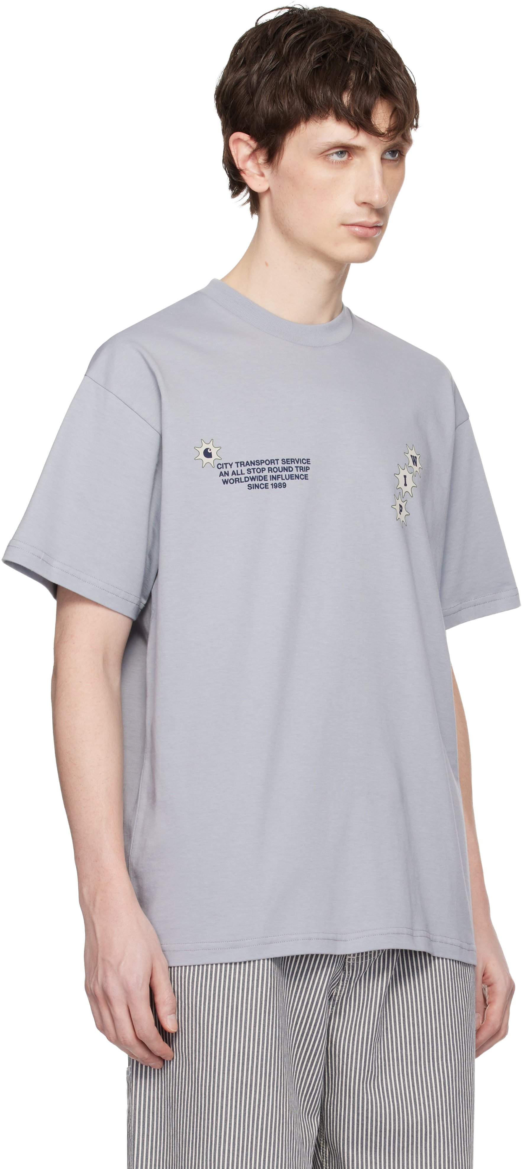 Carhartt Work In Progress - 그레이 C 트립 티셔츠