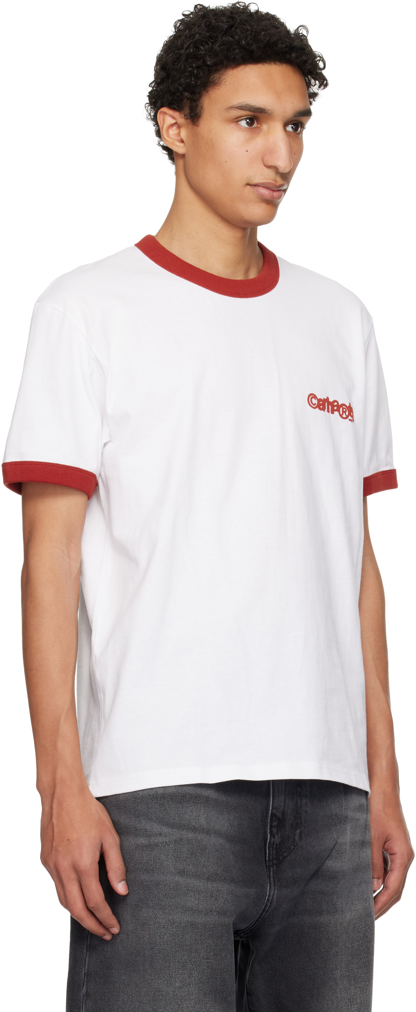 Carhartt Work In Progress - 화이트 S/S Lp 링거 티셔츠