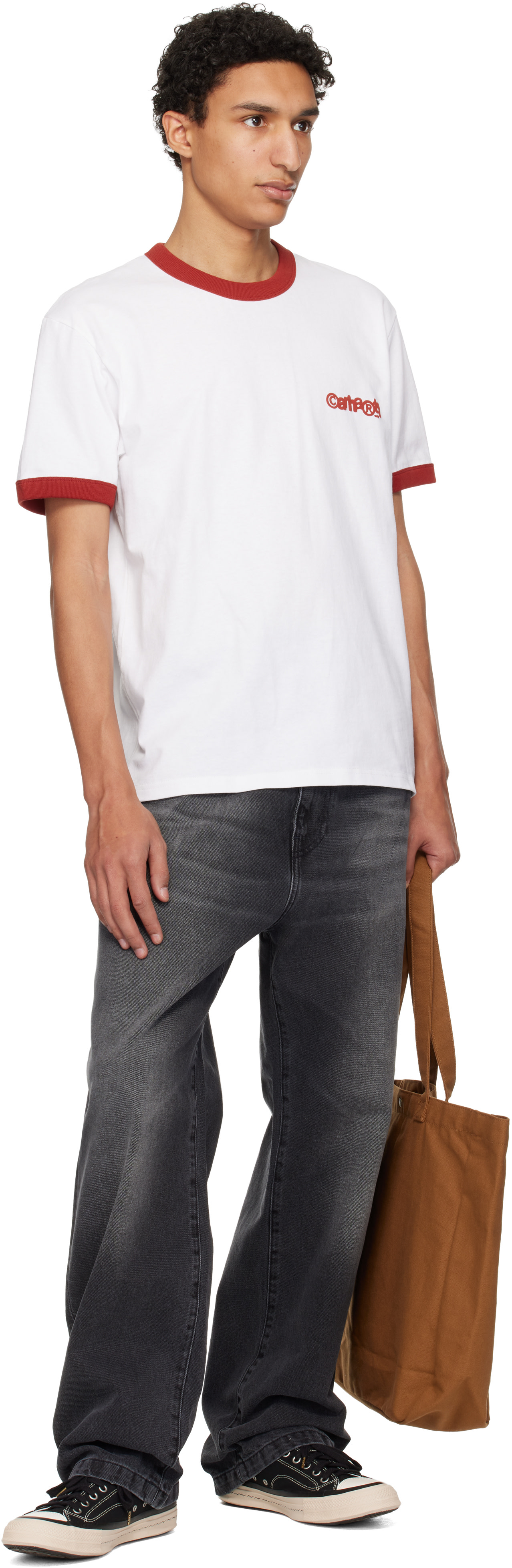 Carhartt Work In Progress - 화이트 S/S Lp 링거 티셔츠