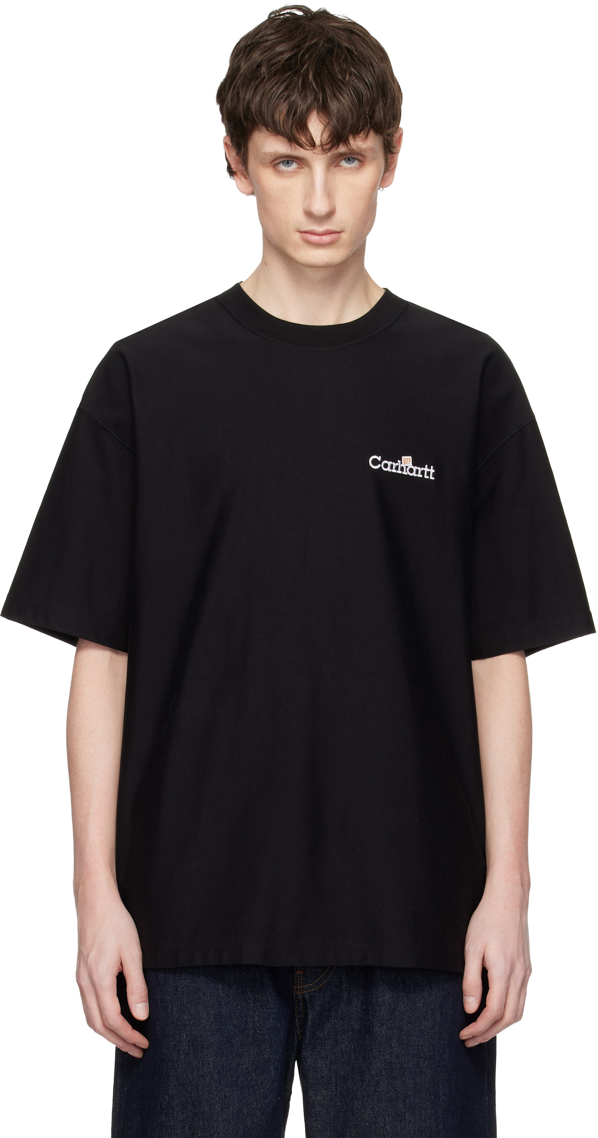 Carhartt Work In Progress - 블랙 WIP 라벨 티셔츠