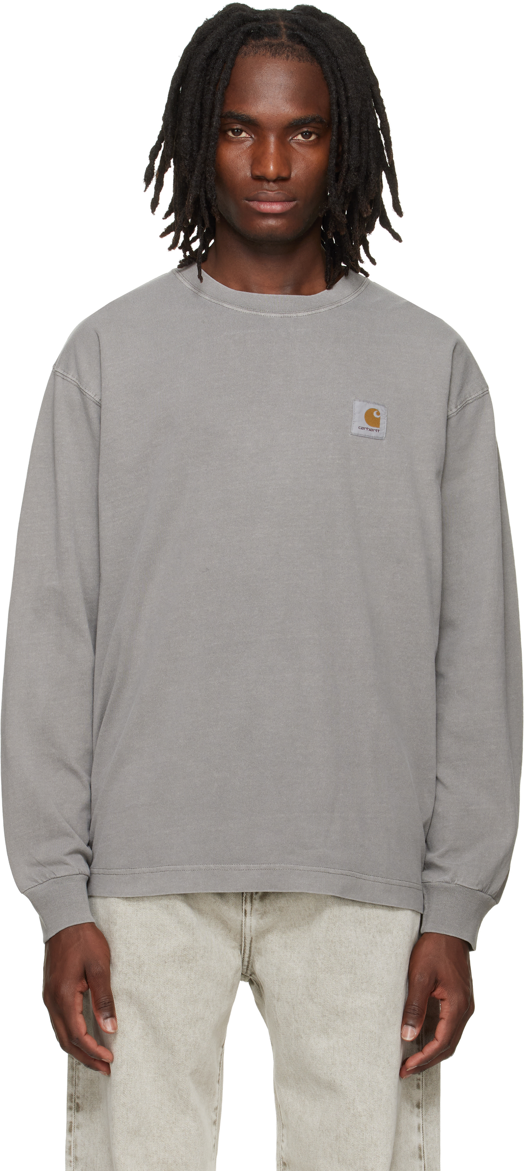 Carhartt Work In Progress: Gray Long Sleeve Nelson T-shirt | SSENSE