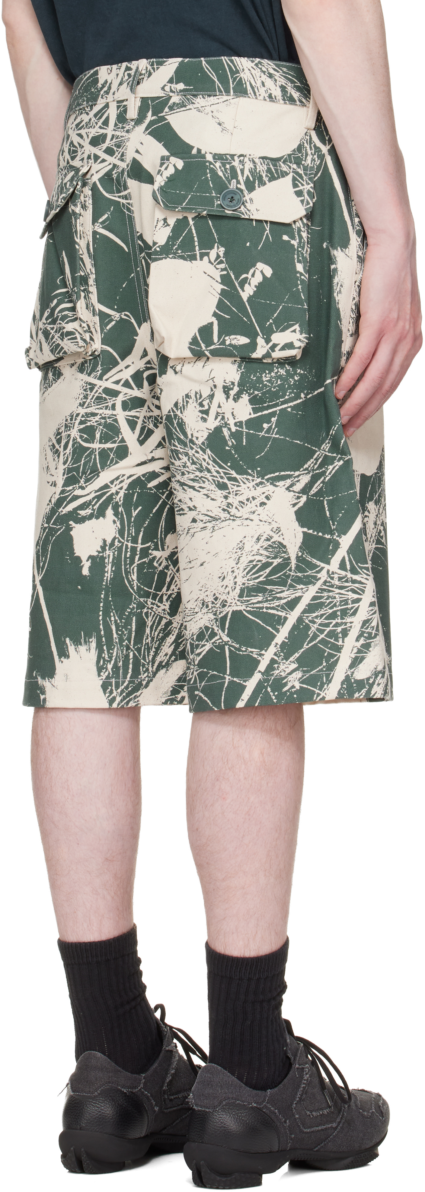 Reese Cooper - Khaki & Off-White Duck Canvas Patch Pocket Cargo Shorts