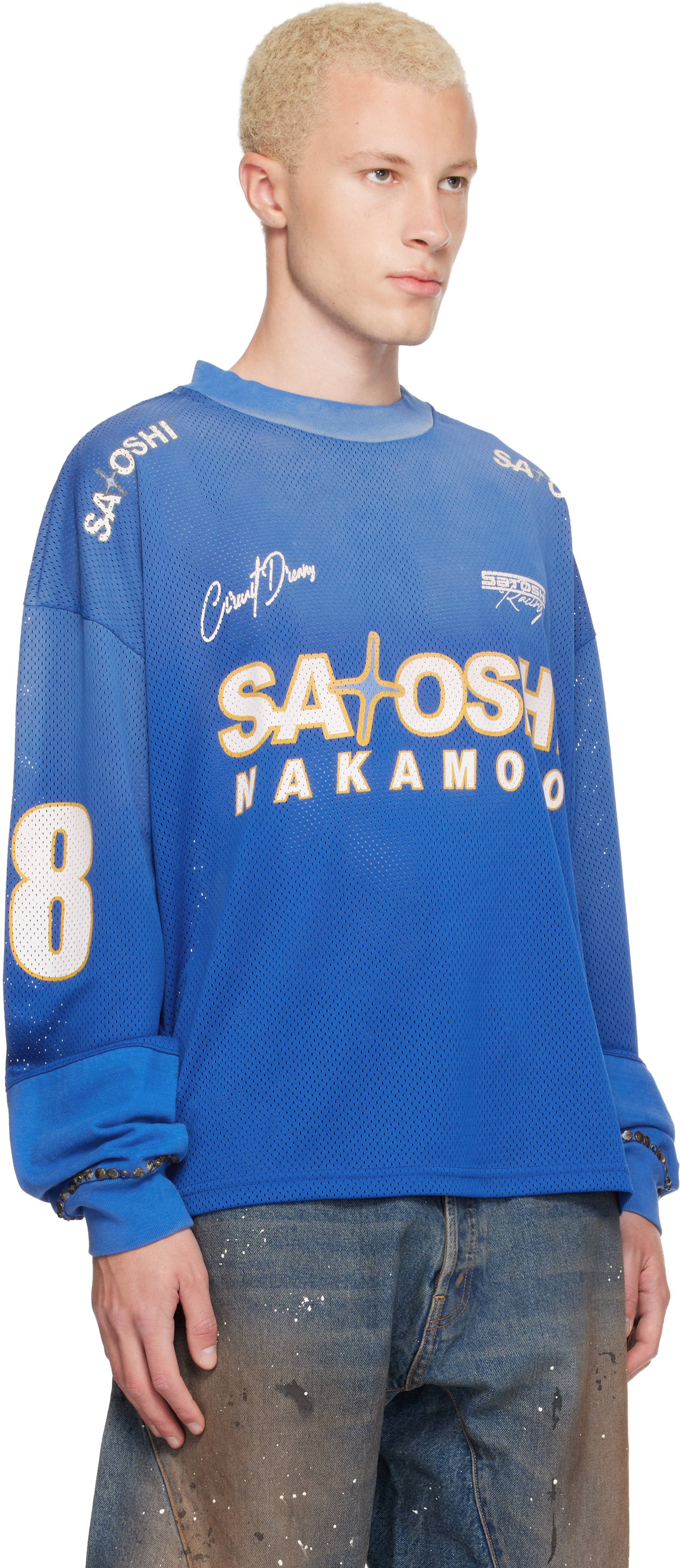 Satoshi Nakamoto: Blue Mesh Moto Jersey | SSENSE