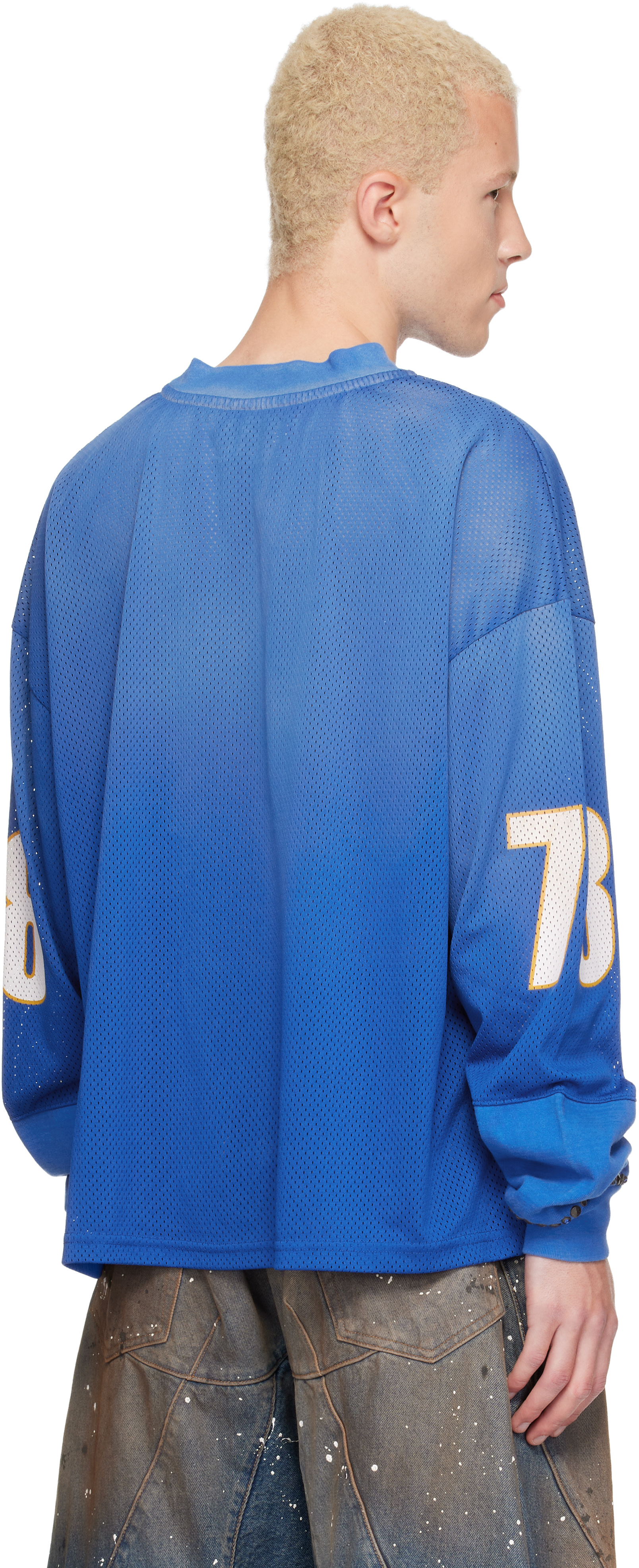 Satoshi Nakamoto: Blue Mesh Moto Jersey | SSENSE