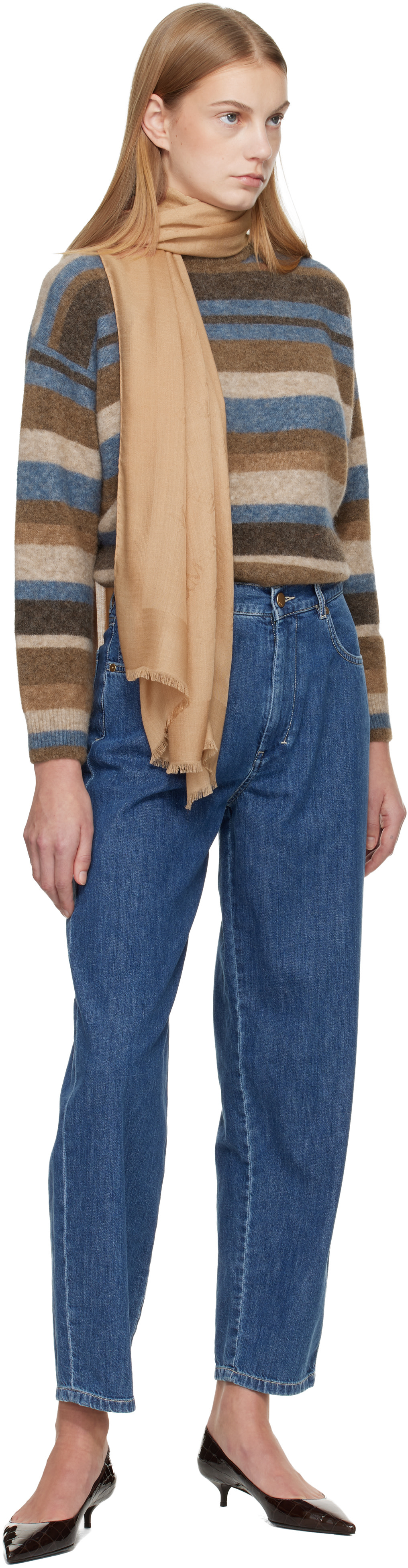 Max Mara - Foulard Mxazinnia brun clair