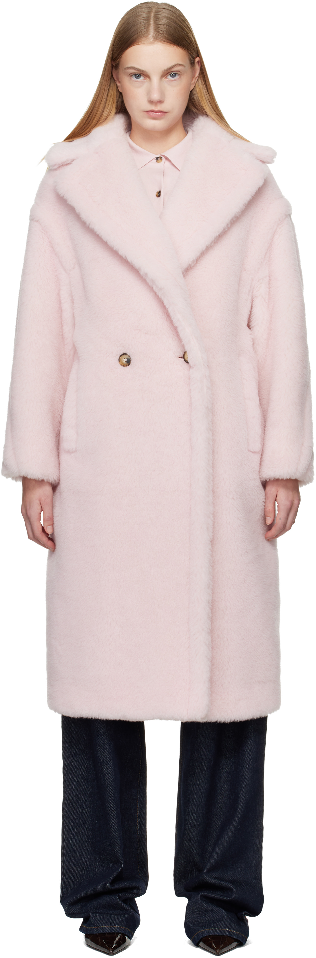 Max Mara: ピンク Tedgirl コート | SSENSE 日本 Max Mara: ピンク Tedgirl コート | SSENSE 日本
