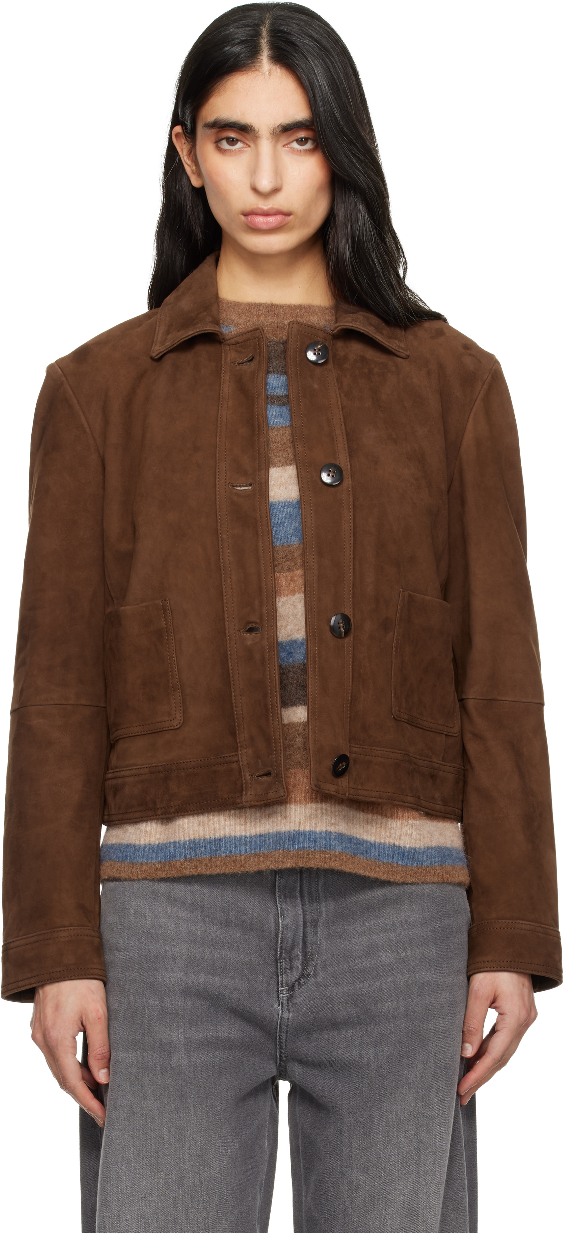 Max Mara - Blouson Baia brun clair en suède