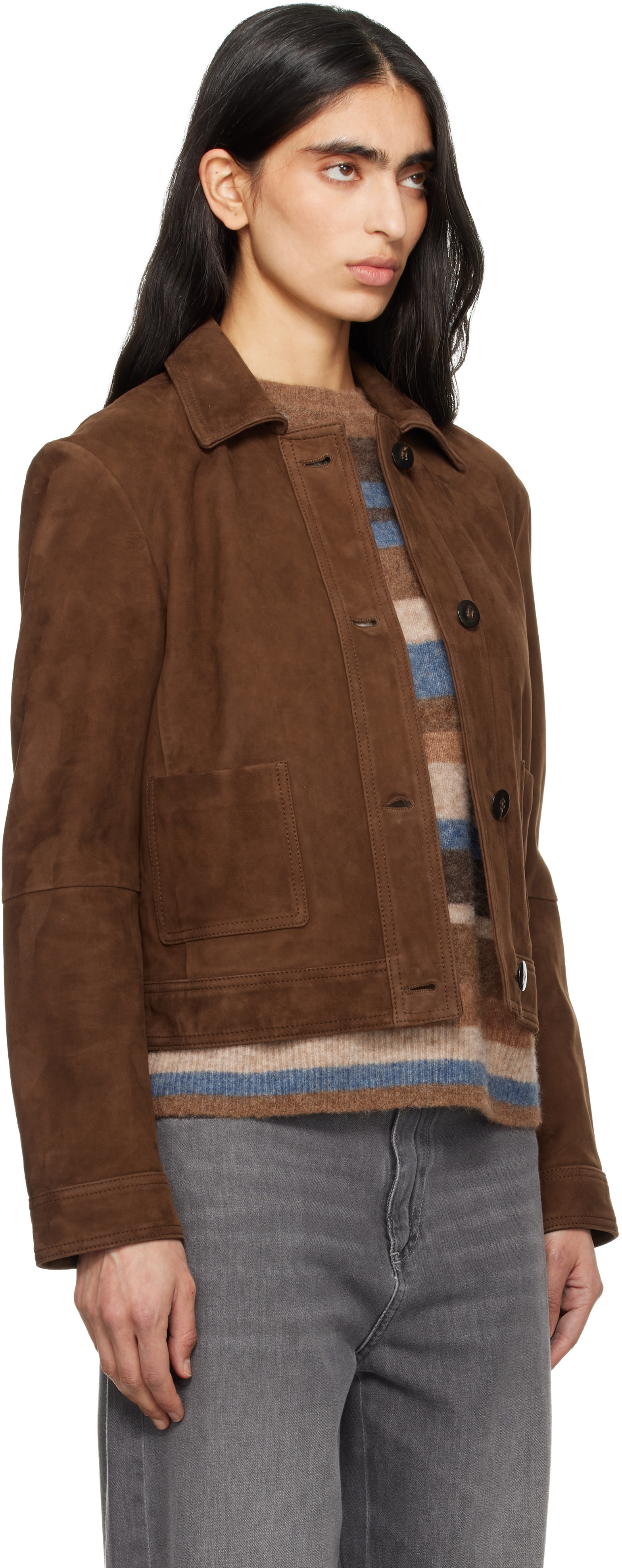 Max Mara - Blouson Baia brun clair en suède