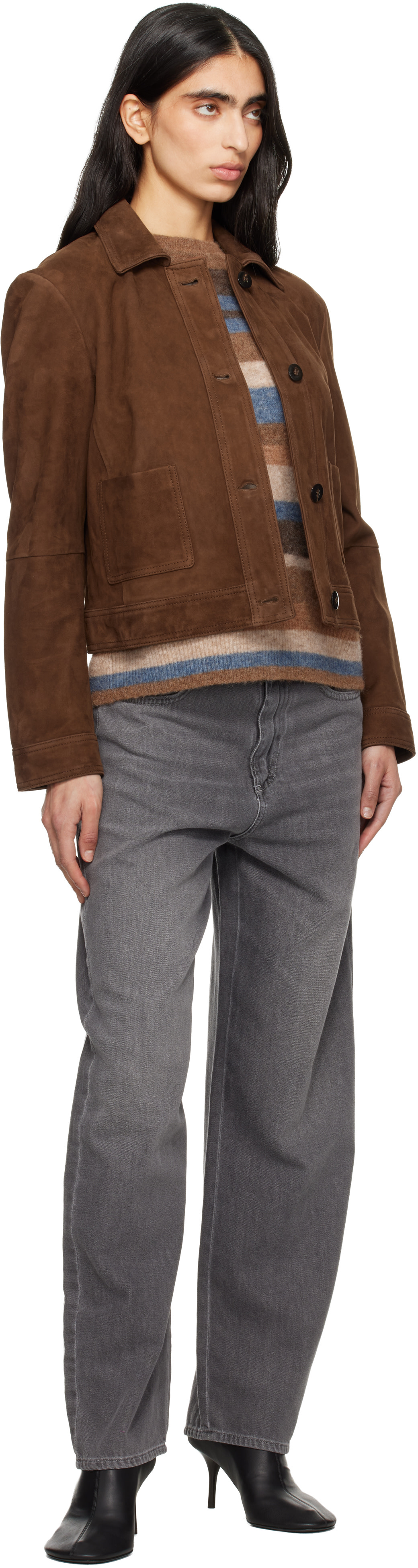 Max Mara - Blouson Baia brun clair en suède
