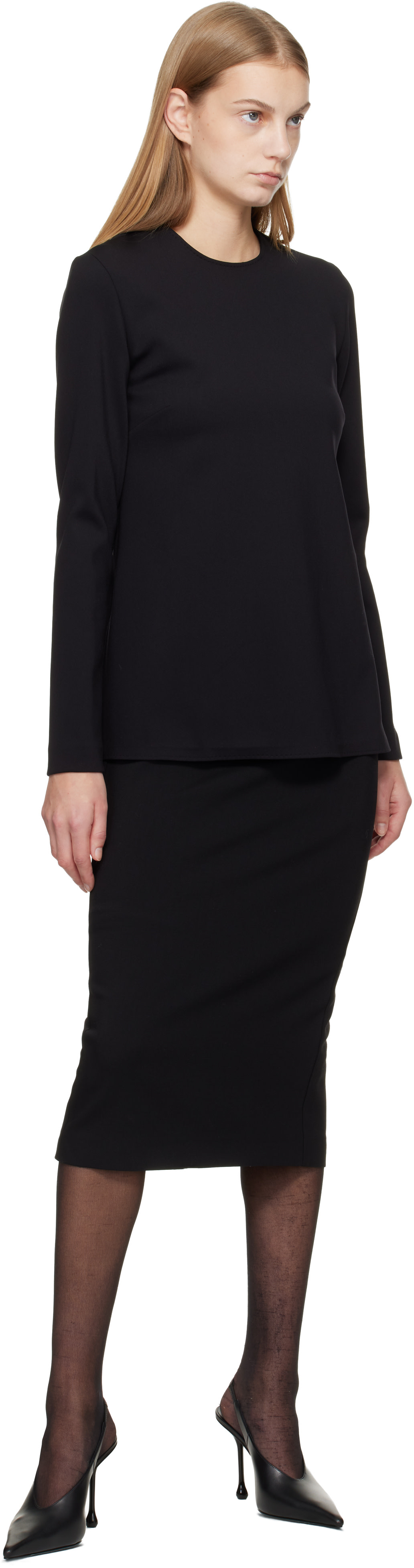Max Mara - Jupe midi Mxmotre noire