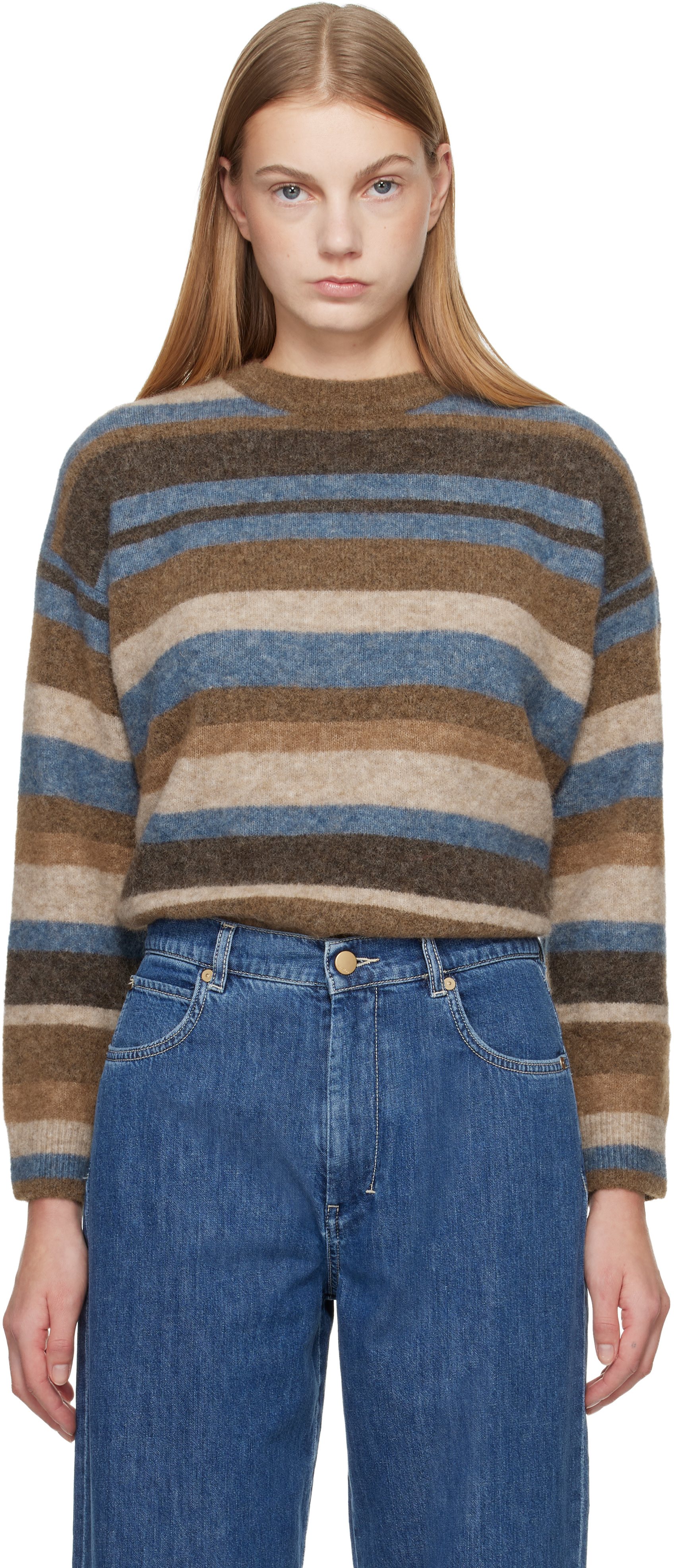 Max Mara - Pull Smmvolare beige et bleu