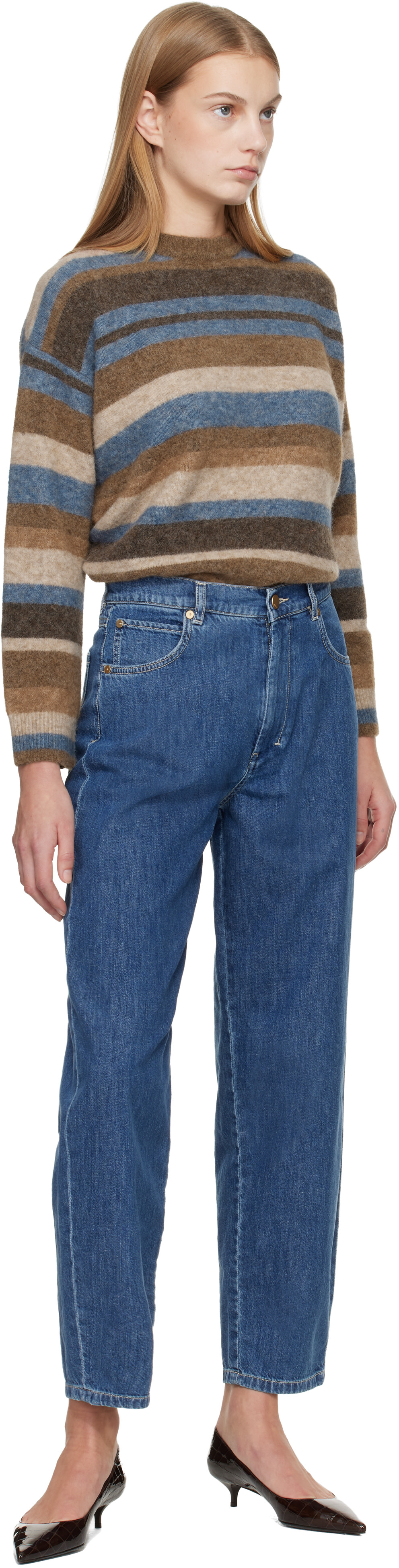 Max Mara - Pull Smmvolare beige et bleu