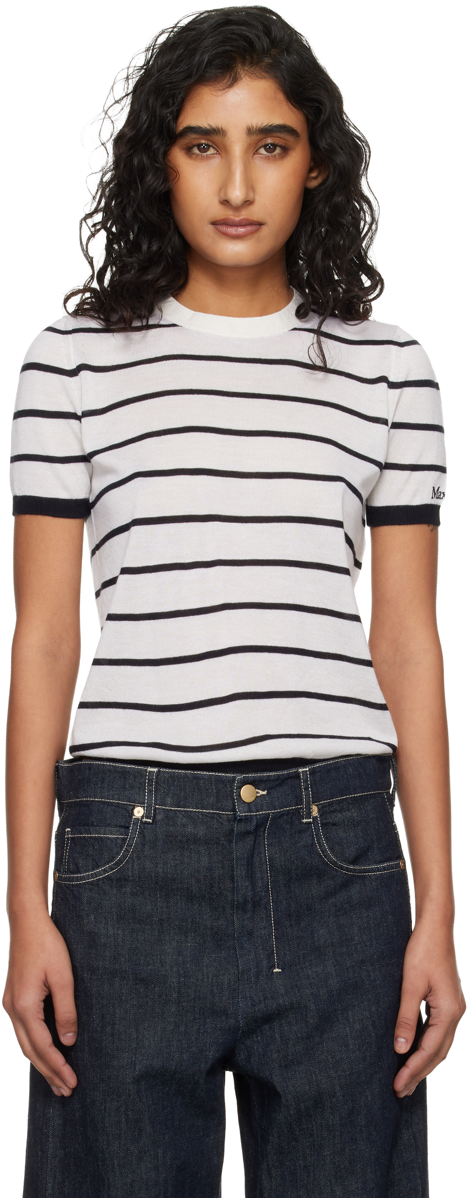 Max Mara - Pull Favetta blanc et noir