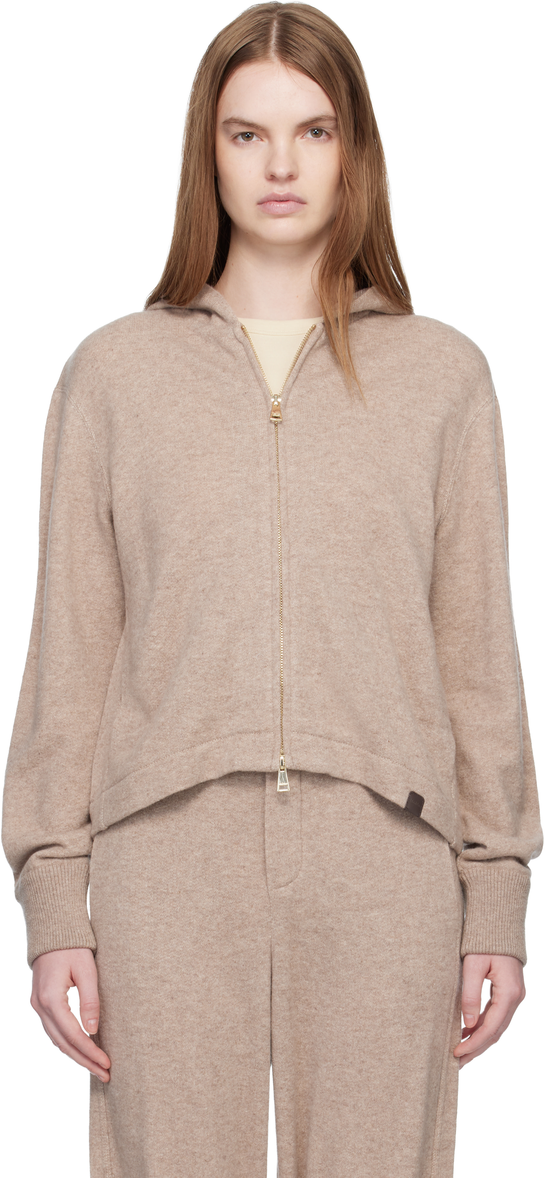 Max Mara - Pull à capuche Mxpfilm beige