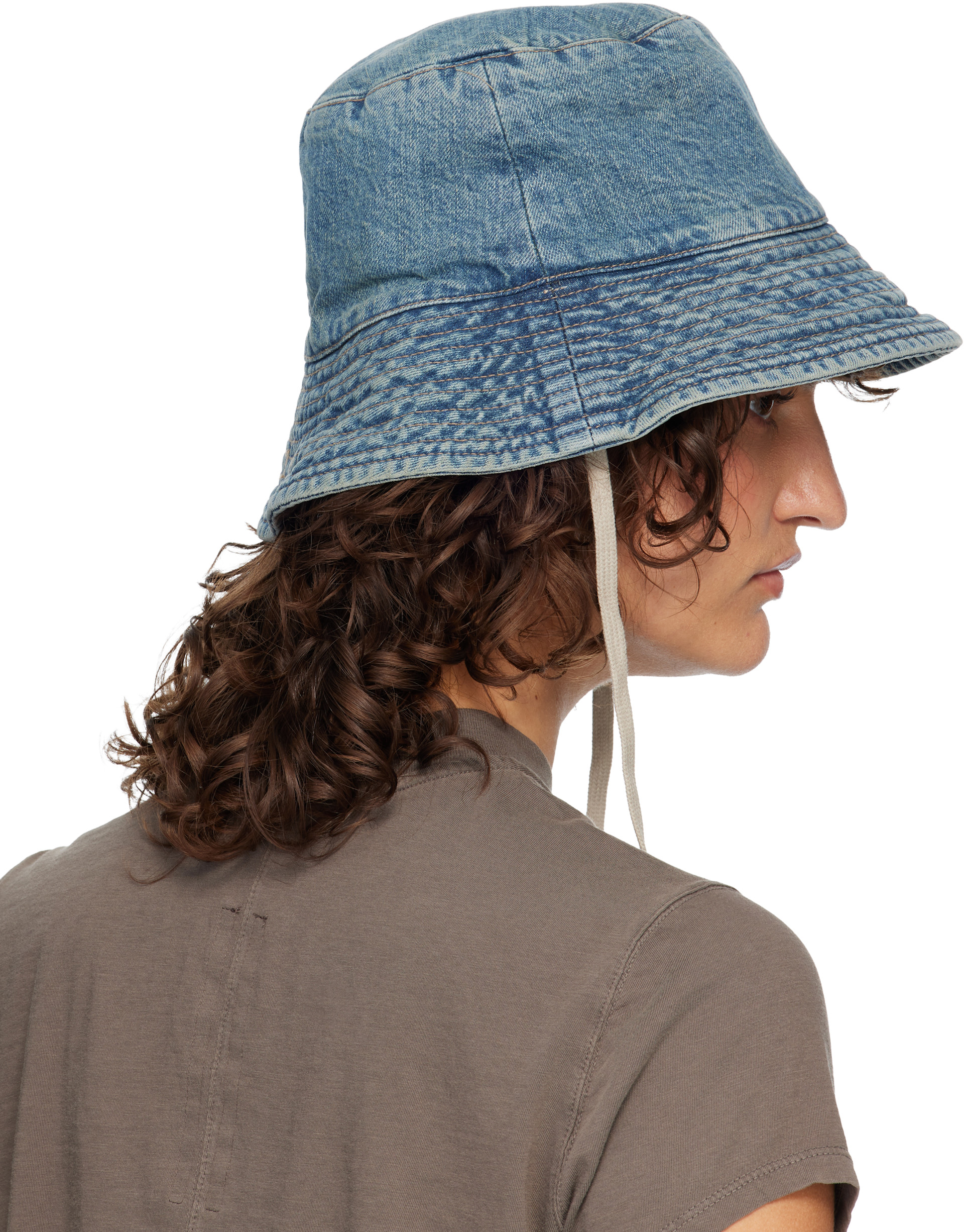 帽子 Rick Owens DRKSHDW DENIM GILLIGAN HAT Rick Owens DRKSHDW: Blue Temple Gilligan Denim Bucket Hat | SSENSE