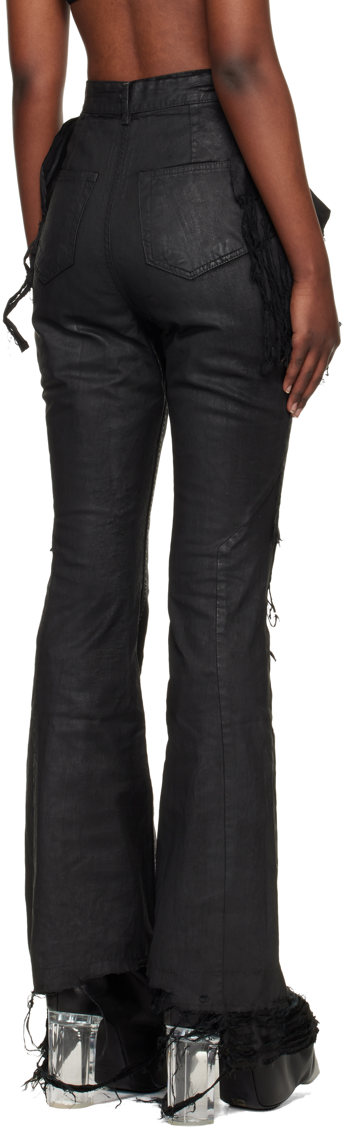 Rick Owens DRKSHDW: ブラック Temple Slivered ブーツカット ジーンズ