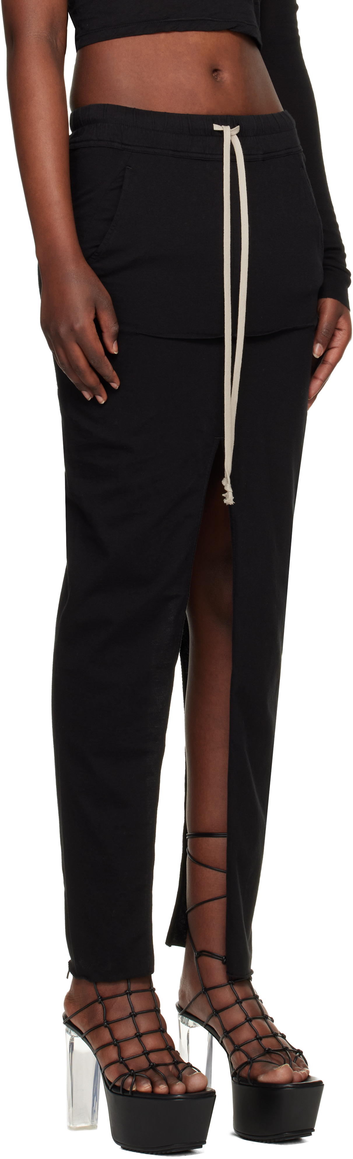 Rick Owens DRKSHDW: ブラック Temple Pull On Sliced Pillar マキシ