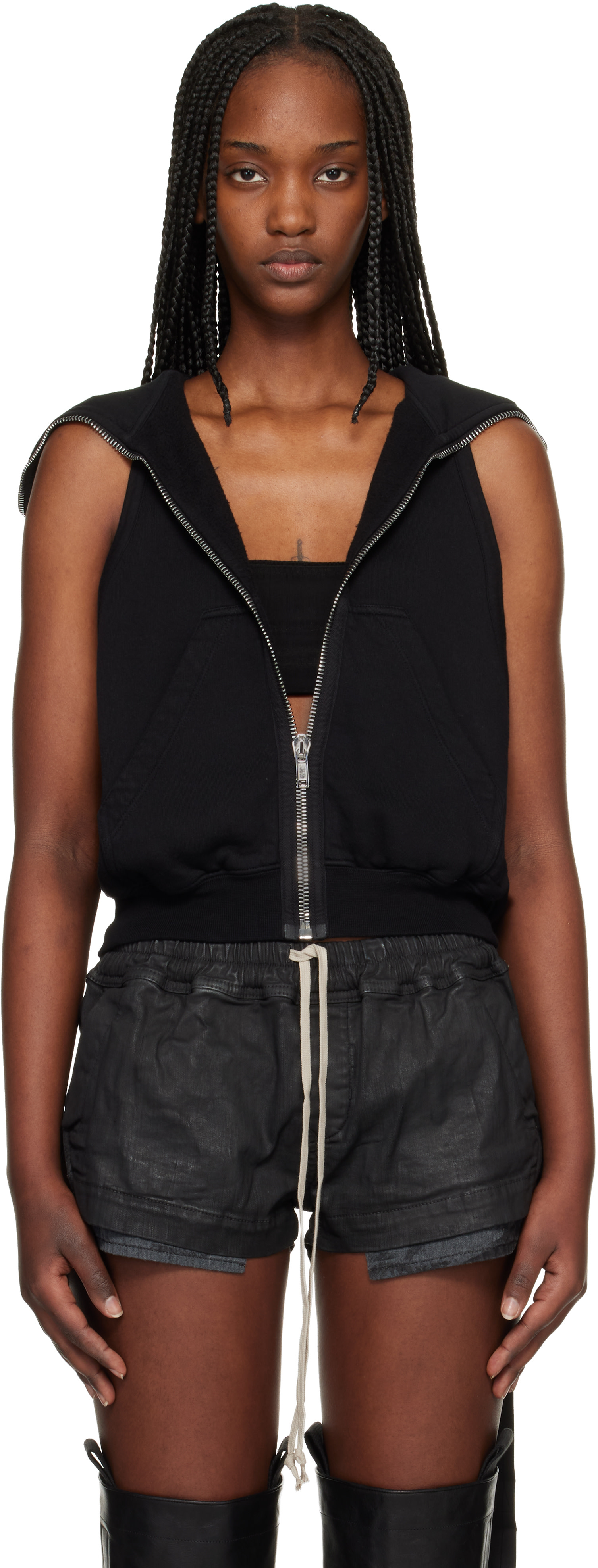 Rick Owens DRKSHDW - Pull à capuche sans manches Cyclops noir - Temple