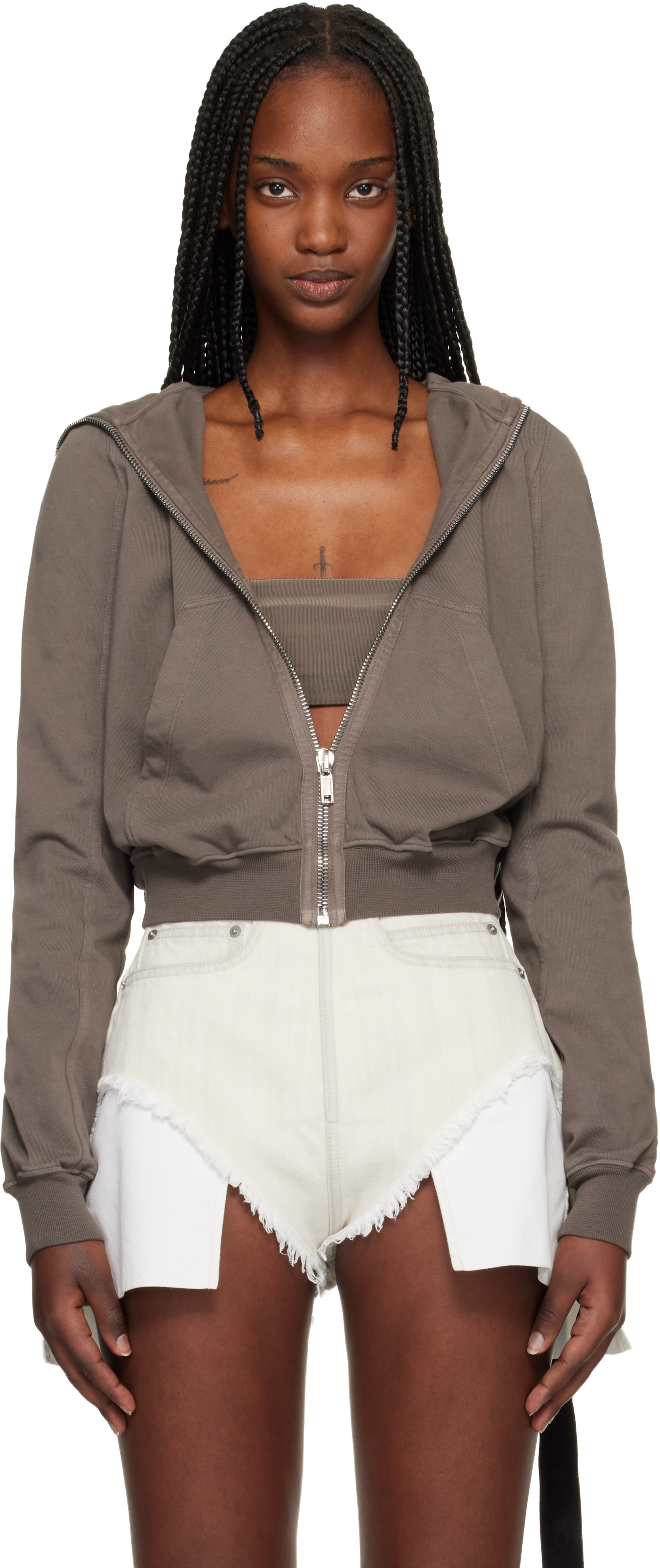 Rick Owens DRKSHDW - Pull à capuche brun - Temple