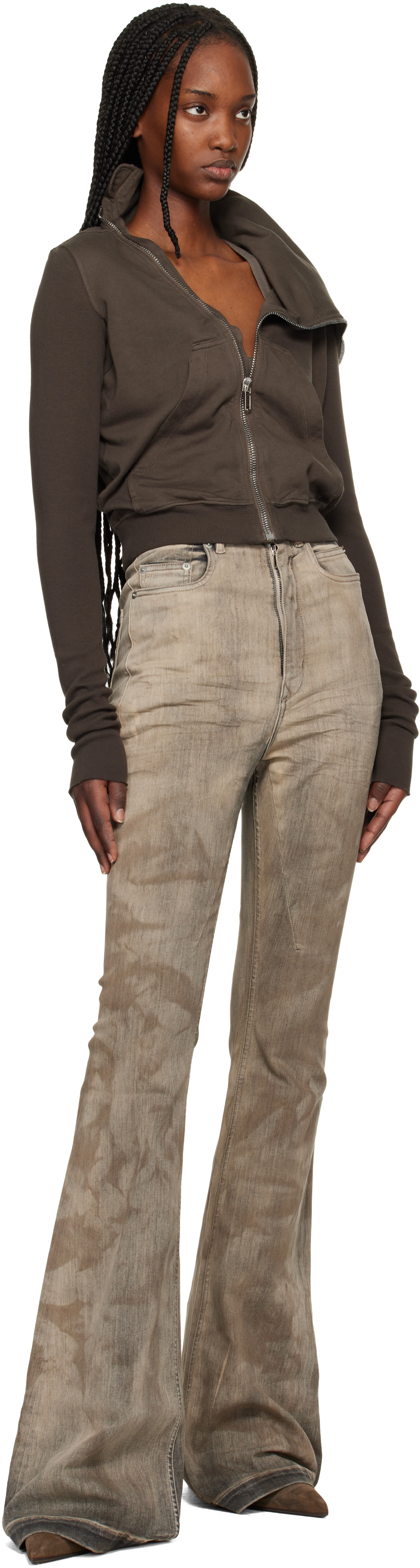 Rick Owens DRKSHDW - Pull molletonné Mountain brun - Temple