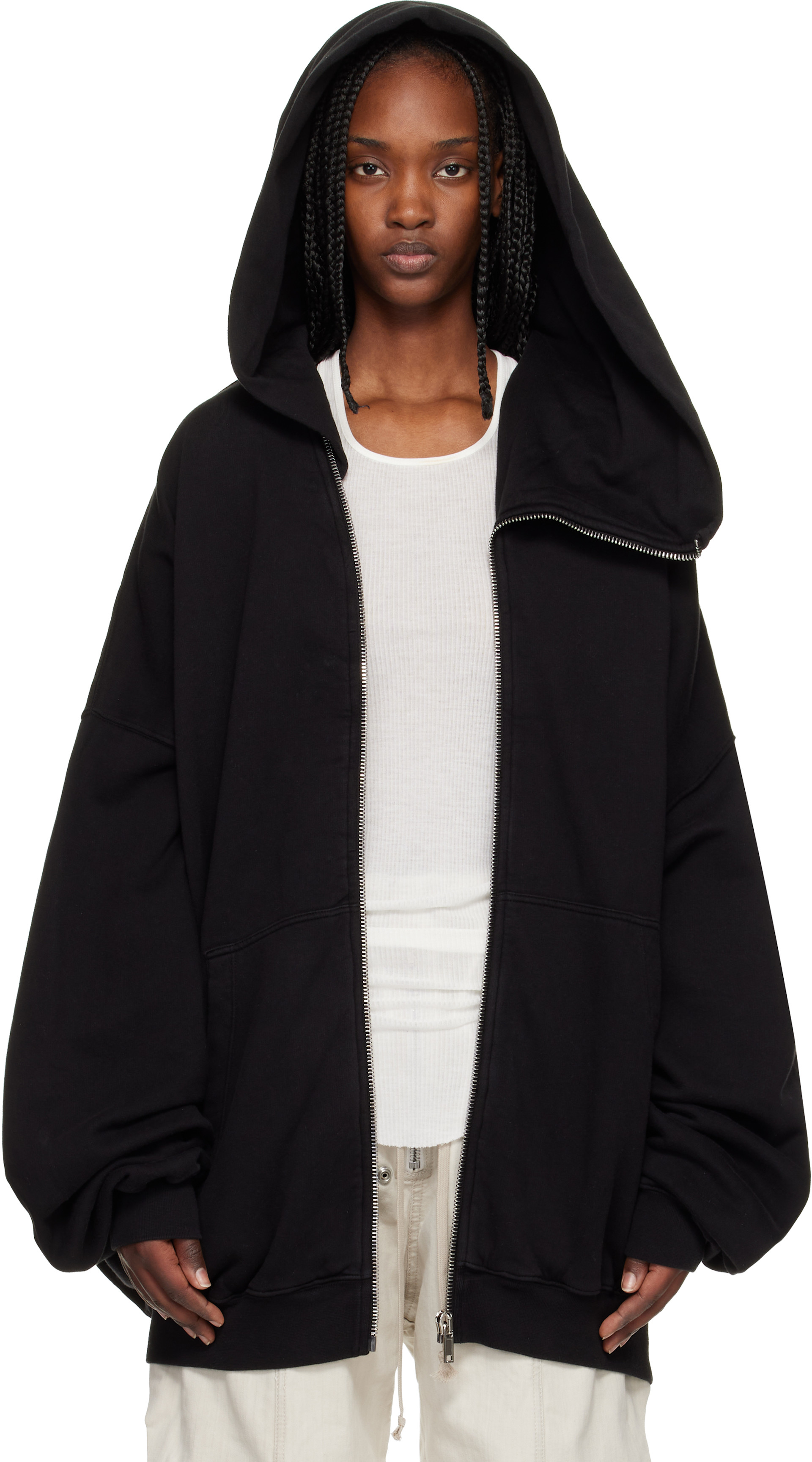 Rick Owens DRKSHDW: Black Temple Mountain Hun Hoodie | SSENSE