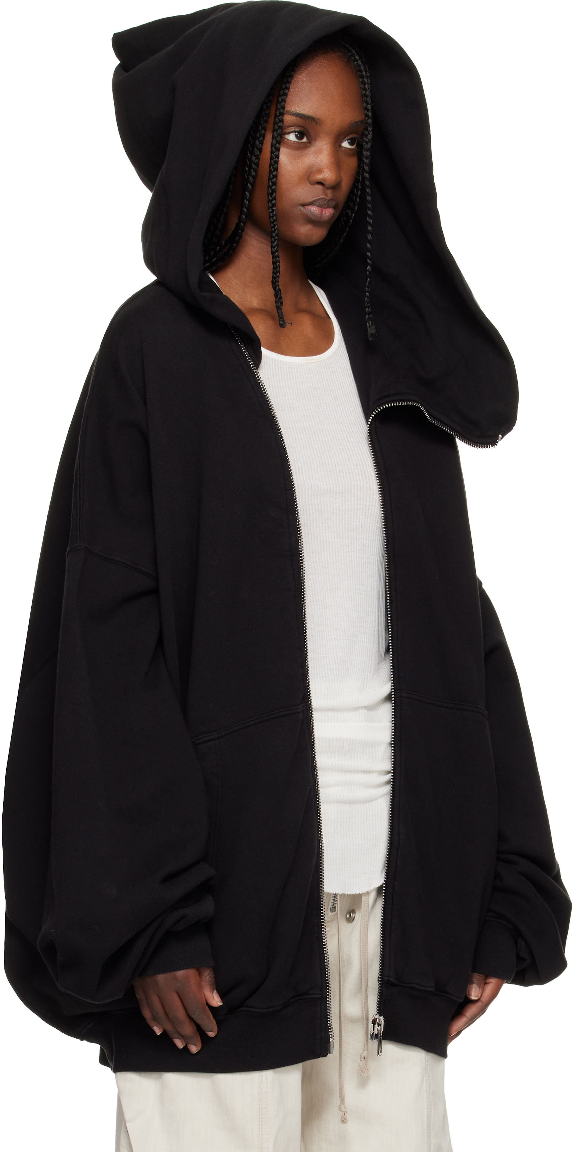 Rick Owens DRKSHDW: Black Temple Mountain Hun Hoodie | SSENSE