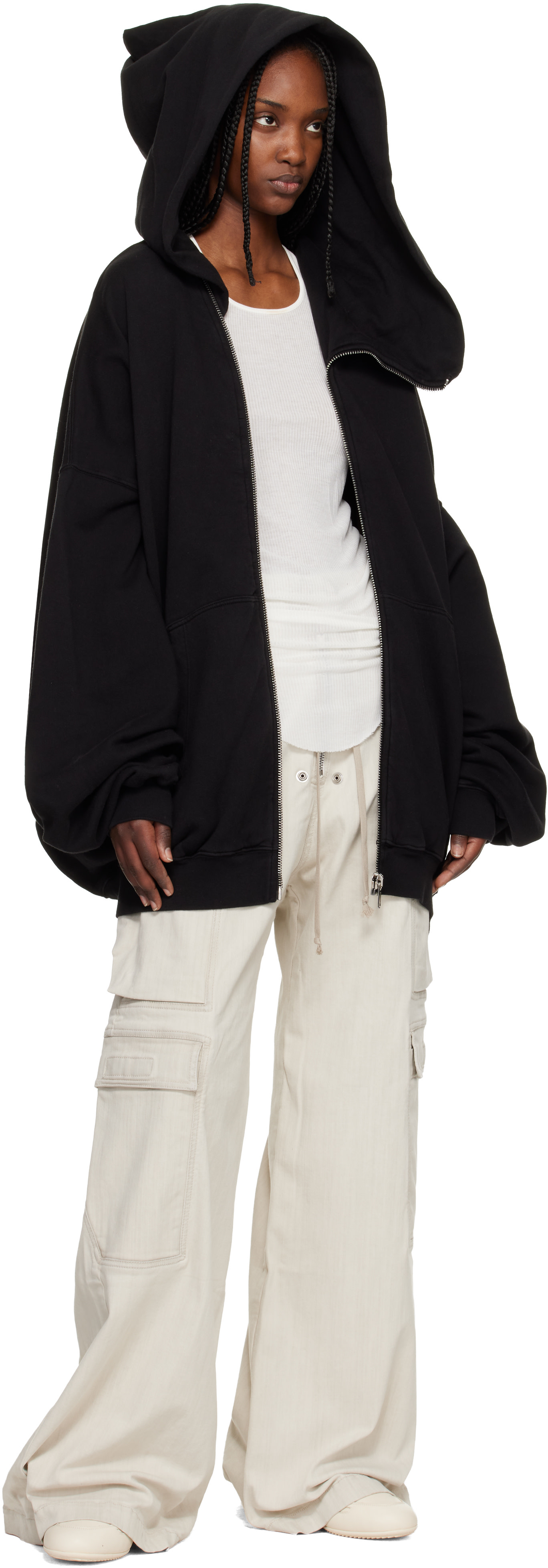 Rick Owens DRKSHDW: Black Temple Mountain Hun Hoodie | SSENSE
