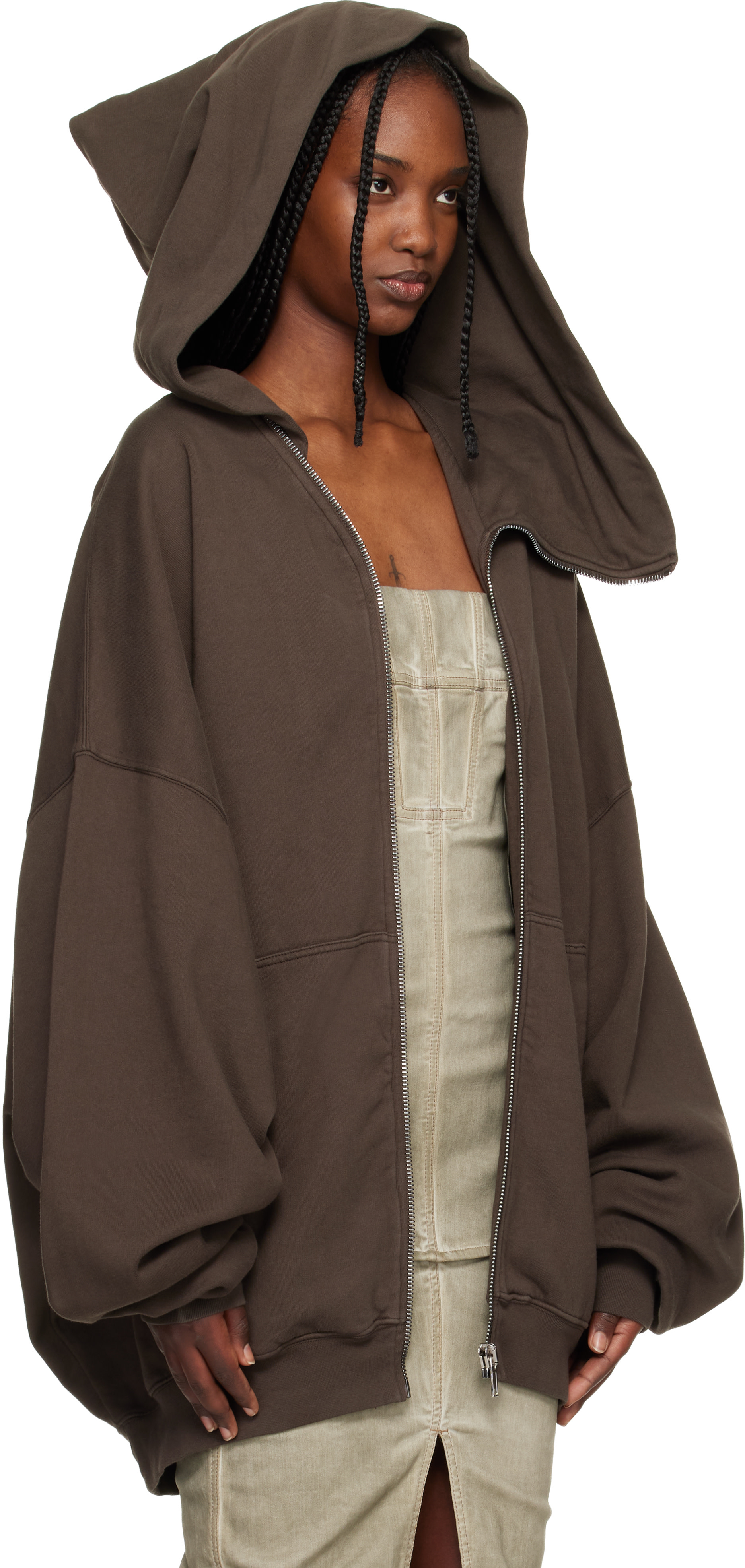 Rick Owens DRKSHDW - Pull à capuche Mountain Hun gris - Temple