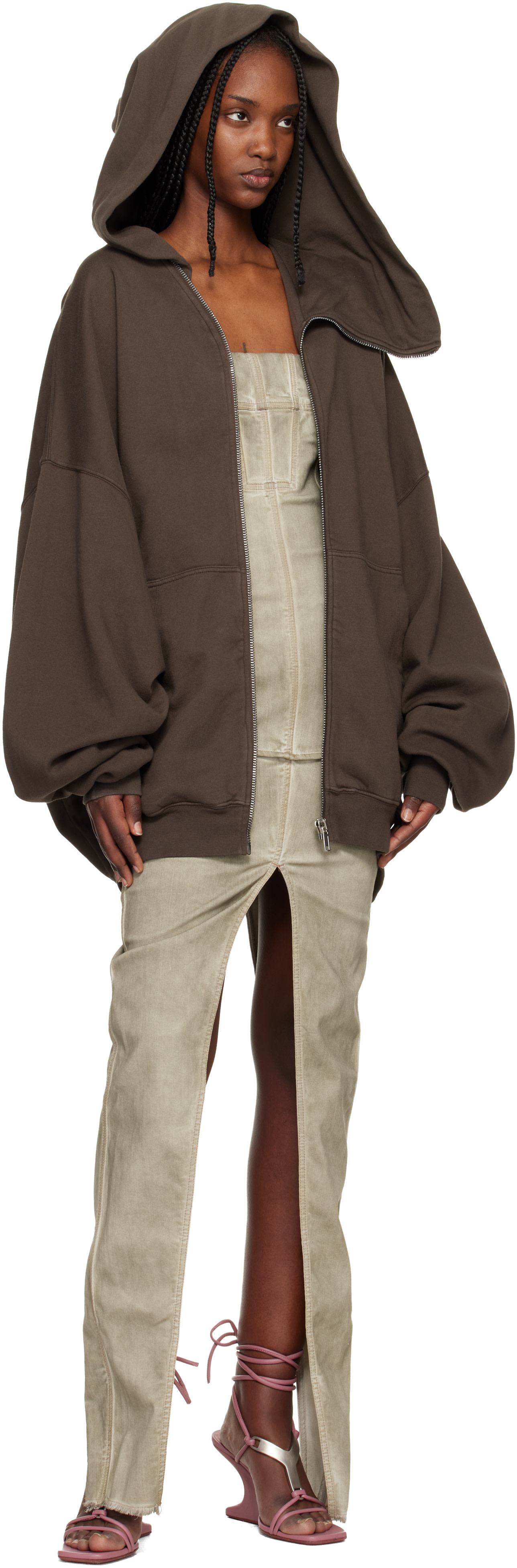 Rick Owens DRKSHDW - Pull à capuche Mountain Hun gris - Temple