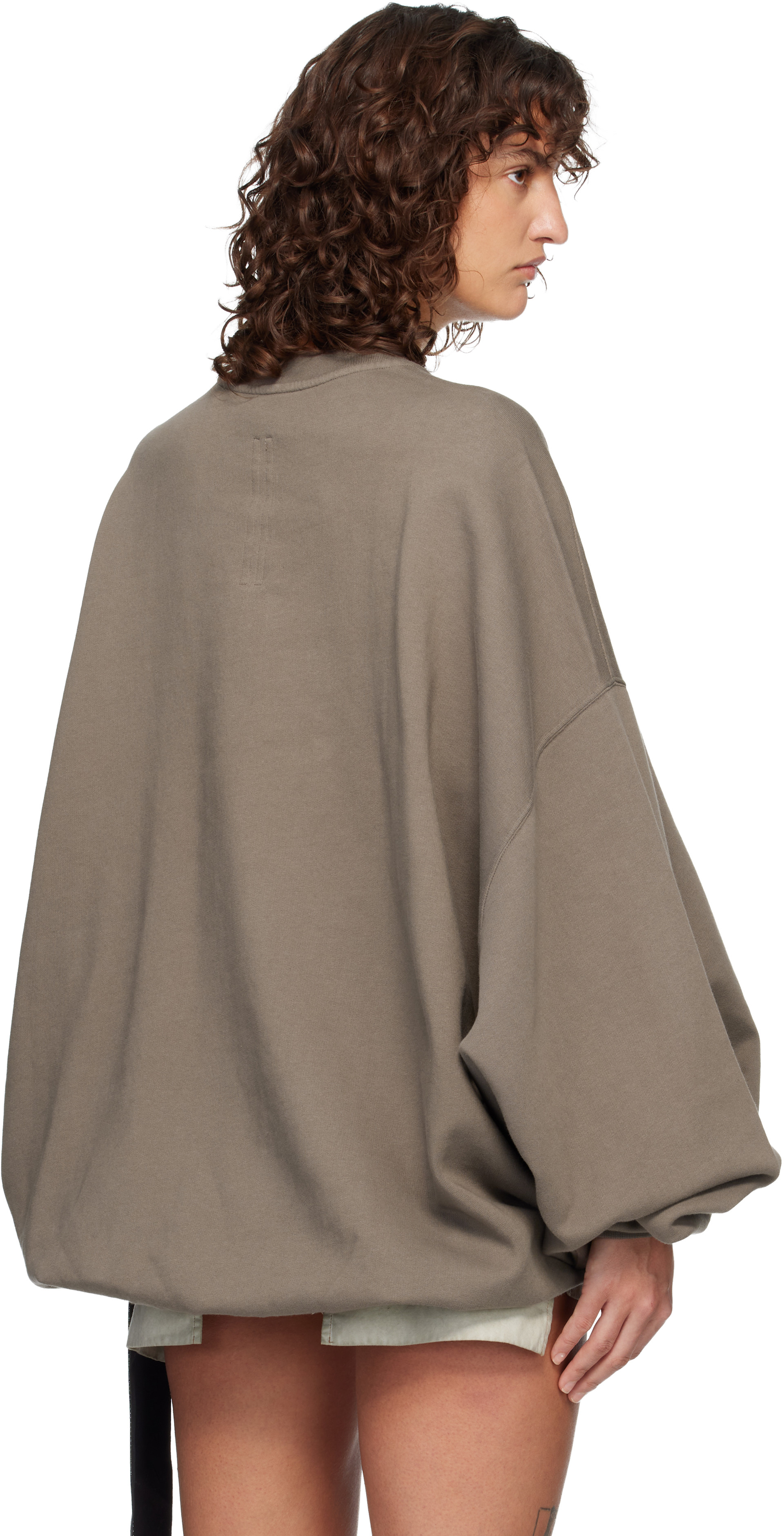 Rick Owens DRKSHDW - Pull molletonné Hun gris à col ras du cou - Temple
