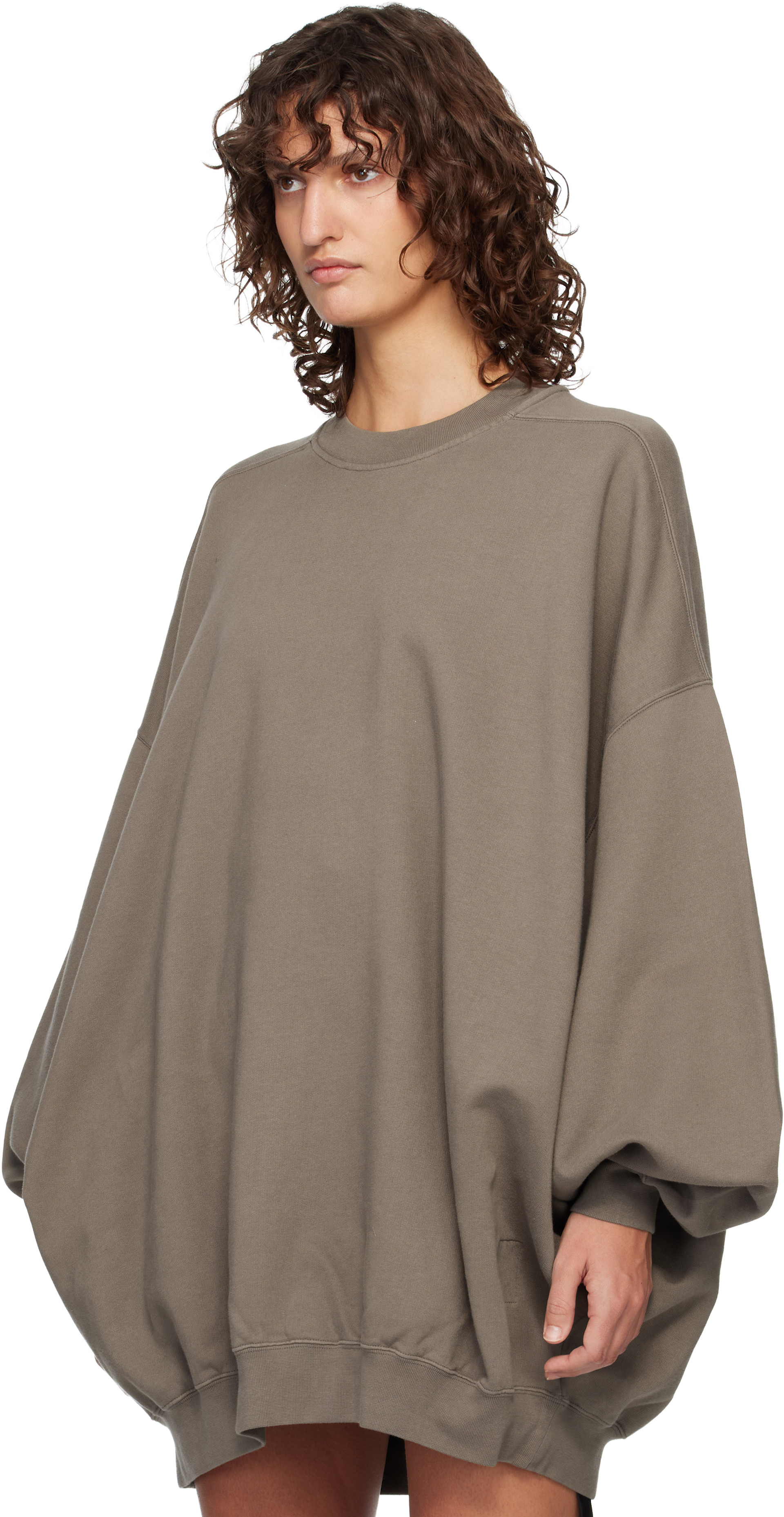 Rick Owens DRKSHDW - Pull molletonné Hun gris à col ras du cou - Temple