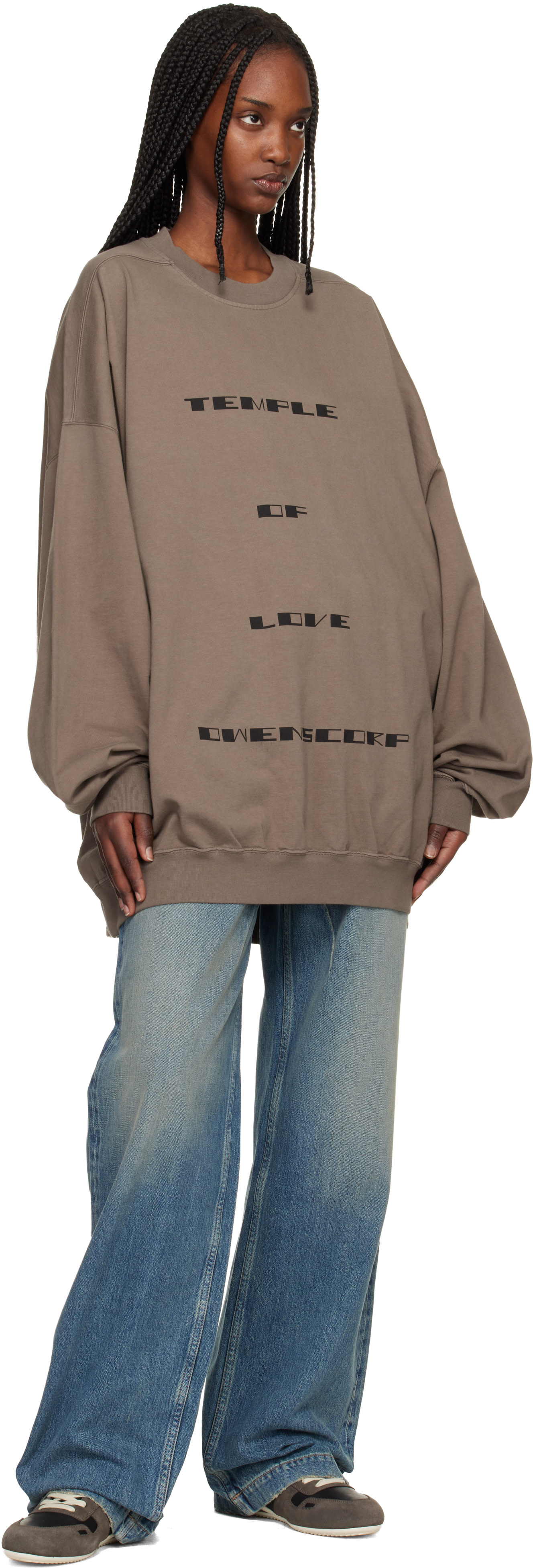 Rick Owens DRKSHDW: グレー Temple Hun クルーネック スウェット