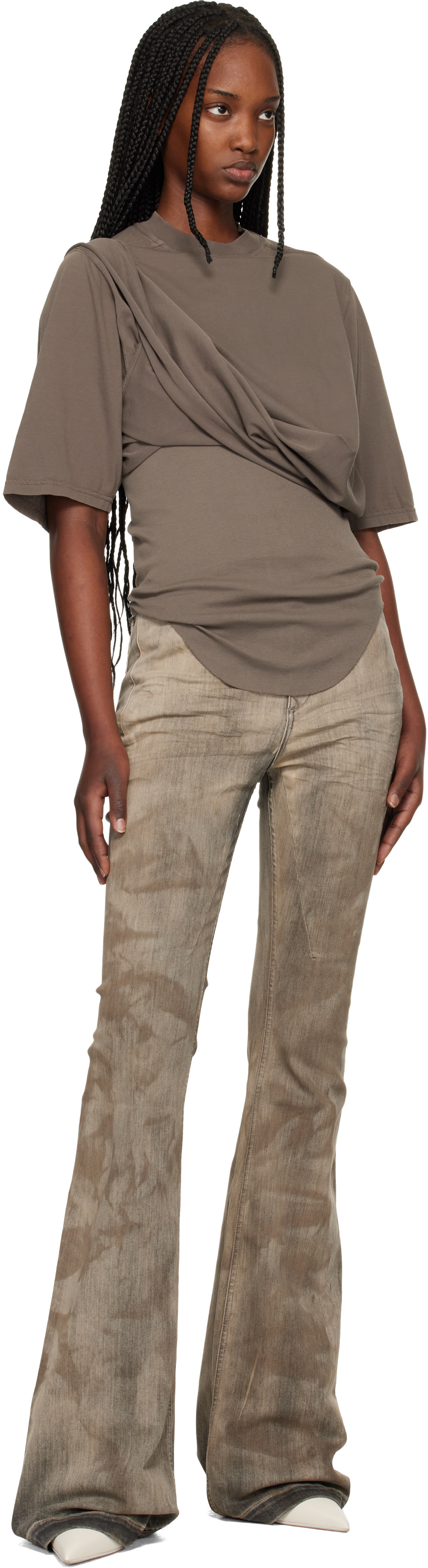 Rick Owens DRKSHDW: Brown Temple Jumbo SS T-shirt | SSENSE